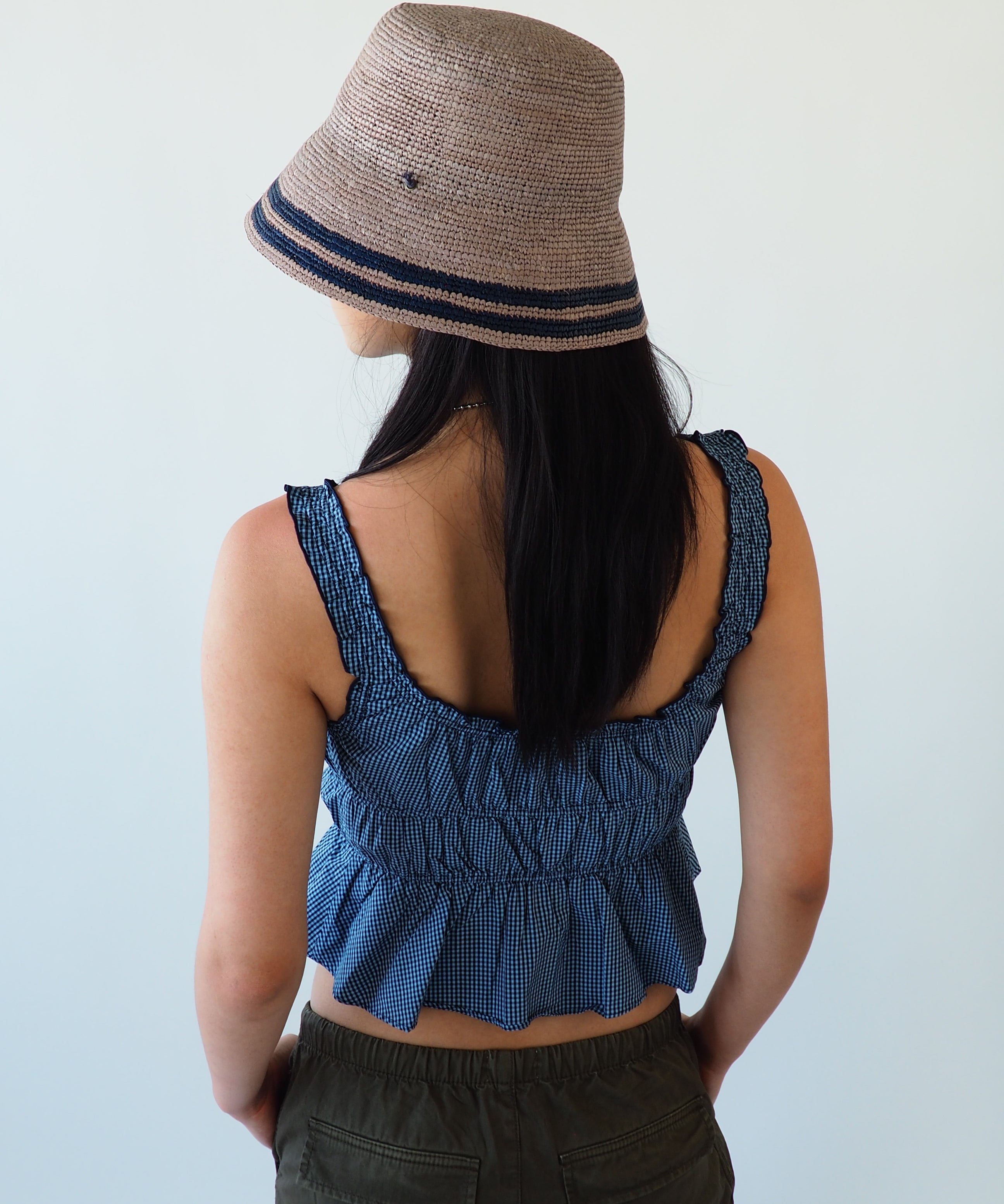 Aries Hat in Grey w. Navy Stripes - CLYDE