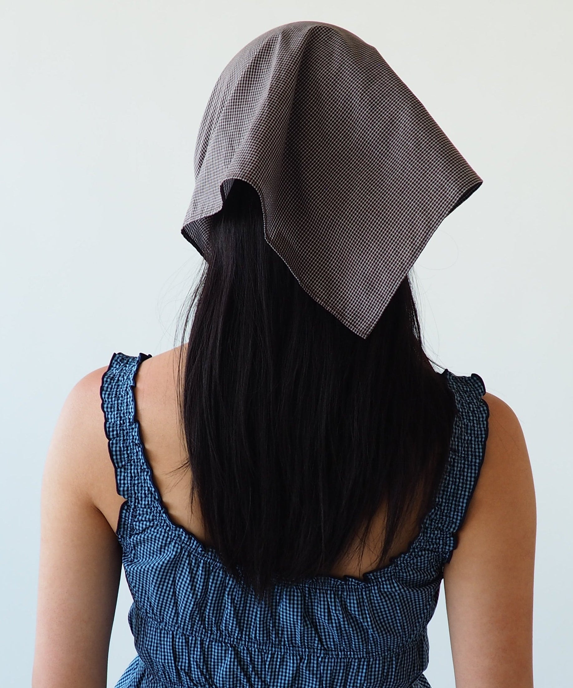 Brim Scarf in Chocolate Gingham Poplin - CLYDE