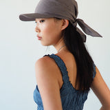 Brim Scarf in Chocolate Gingham Poplin - CLYDE