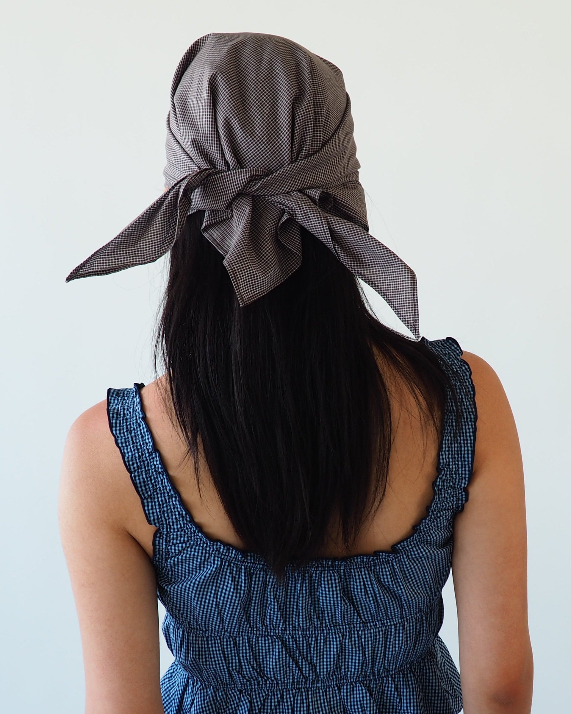 Brim Scarf in Chocolate Gingham Poplin - CLYDE