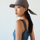 Brim Scarf in Chocolate Gingham Poplin - CLYDE