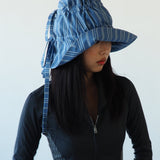 Moth Hat in Blue Stripe Poplin - CLYDE