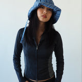 Moth Hat in Blue Stripe Poplin - CLYDE