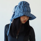 Moth Hat in Blue Stripe Poplin - CLYDE