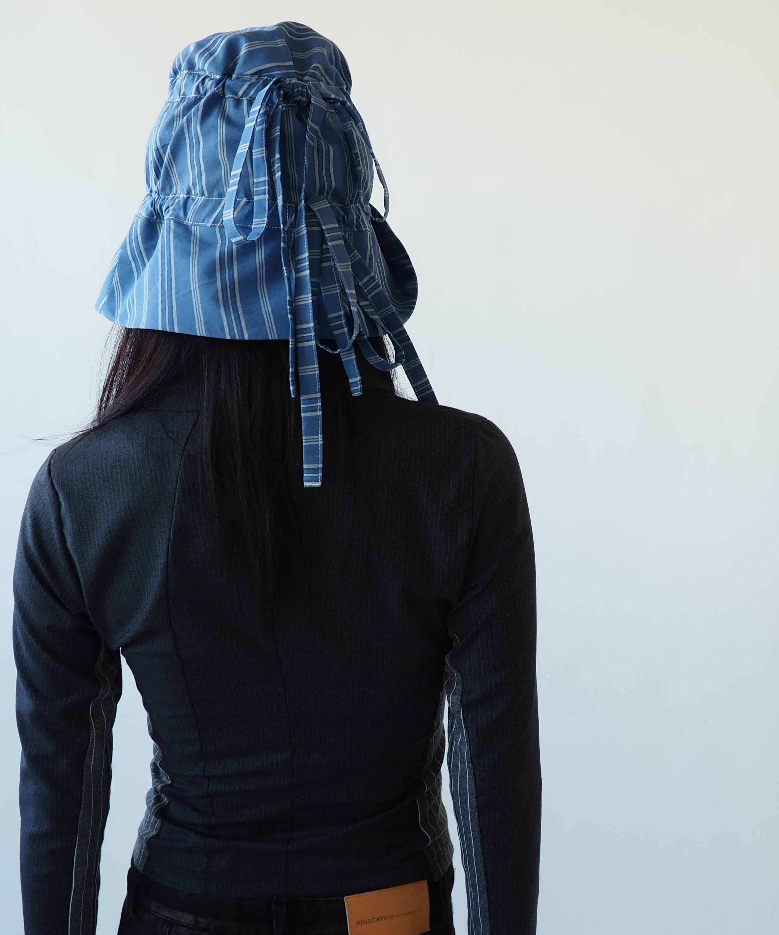 Moth Hat in Blue Stripe Poplin - CLYDE