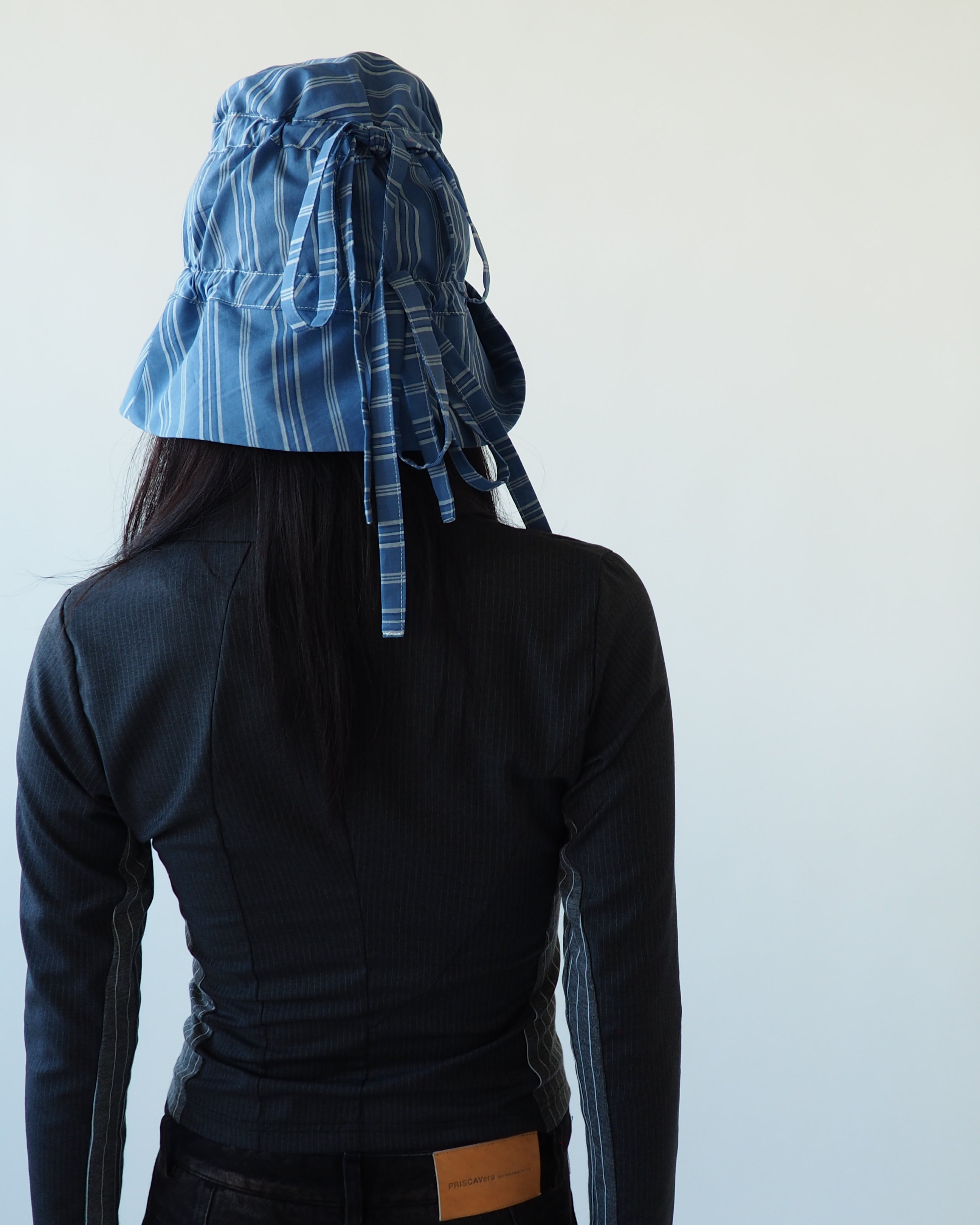Moth Hat in Blue Stripe Poplin - CLYDE