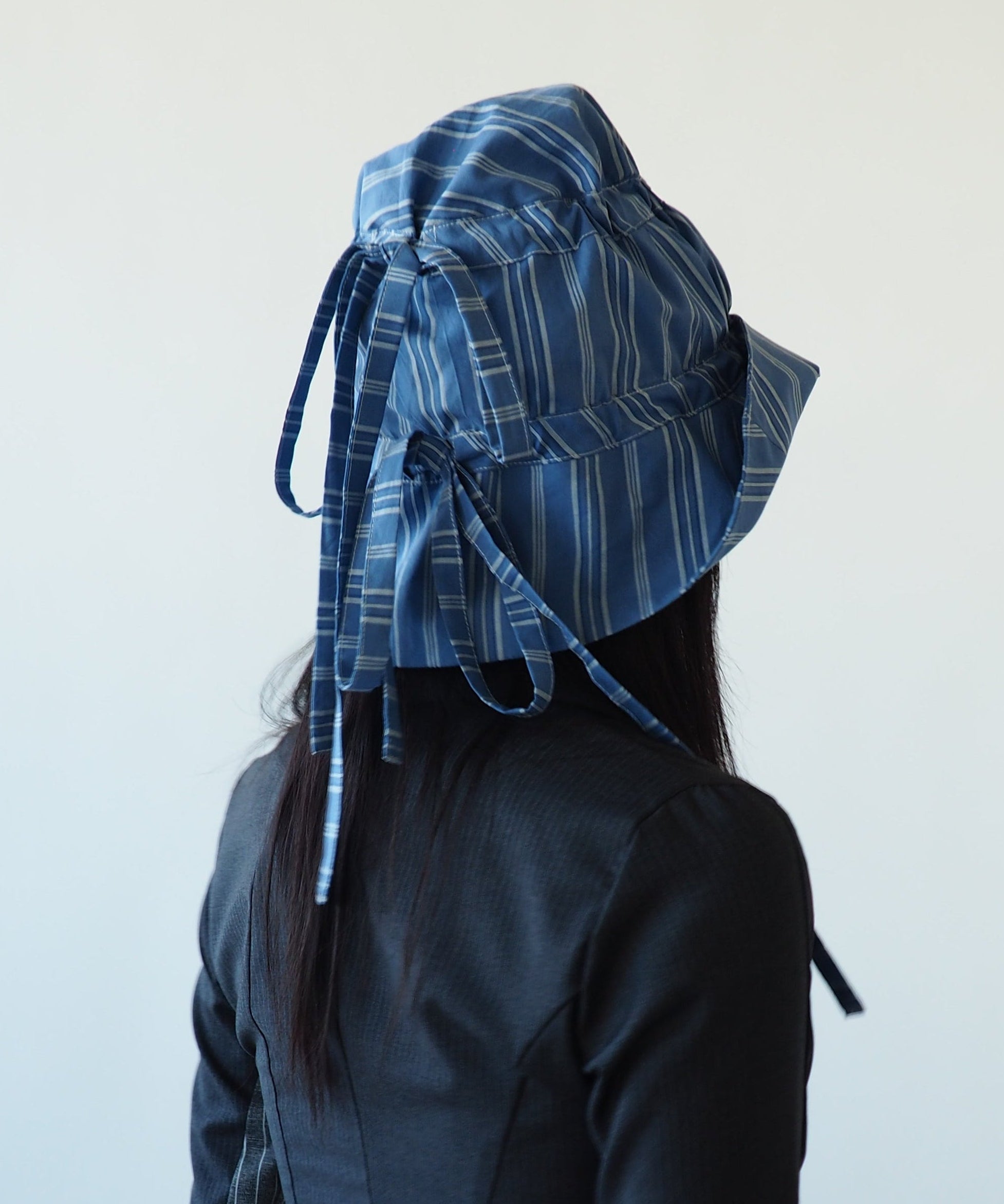 Moth Hat in Blue Stripe Poplin - CLYDE