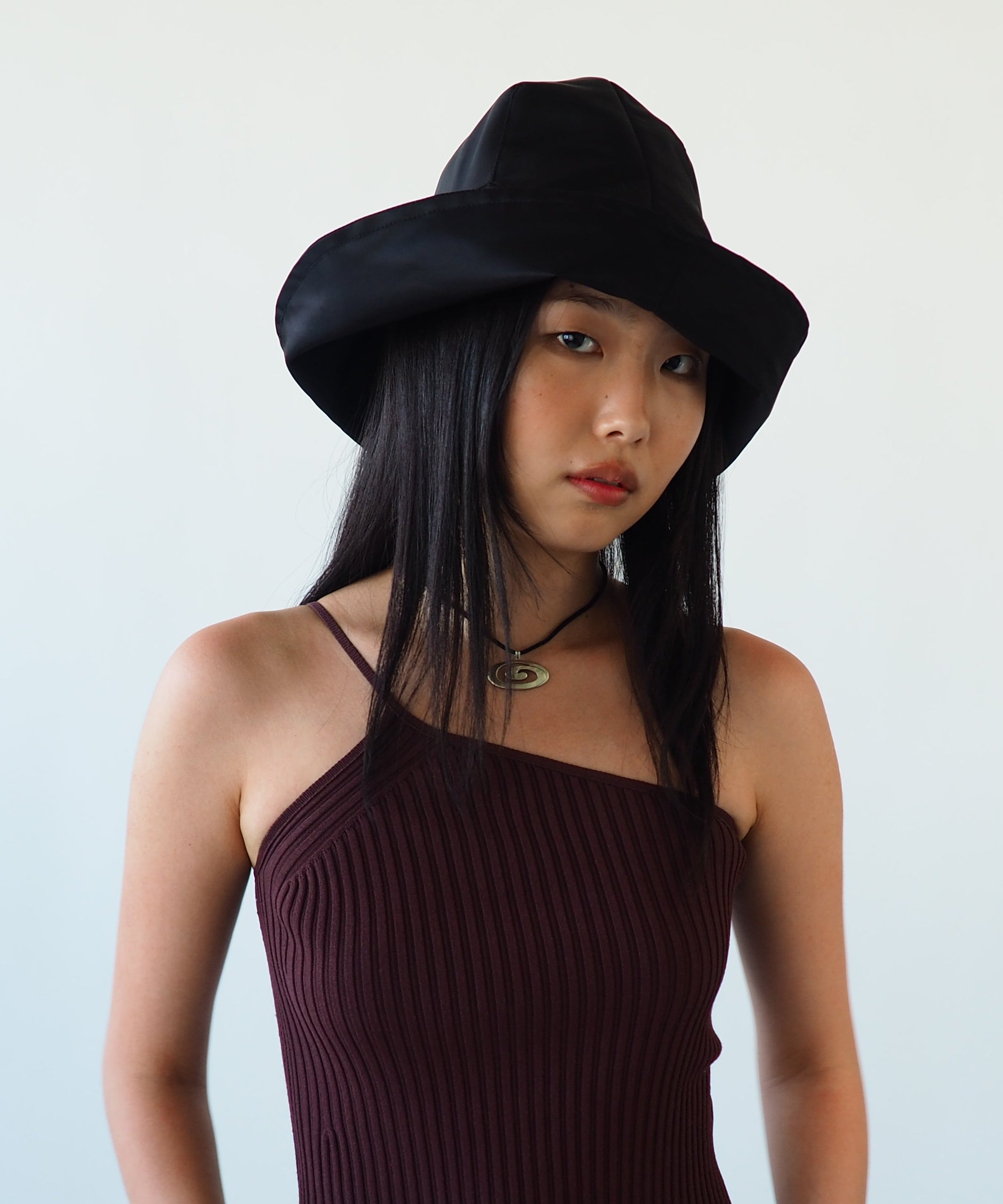 Iona Hat in Black Flight Satin - CLYDE