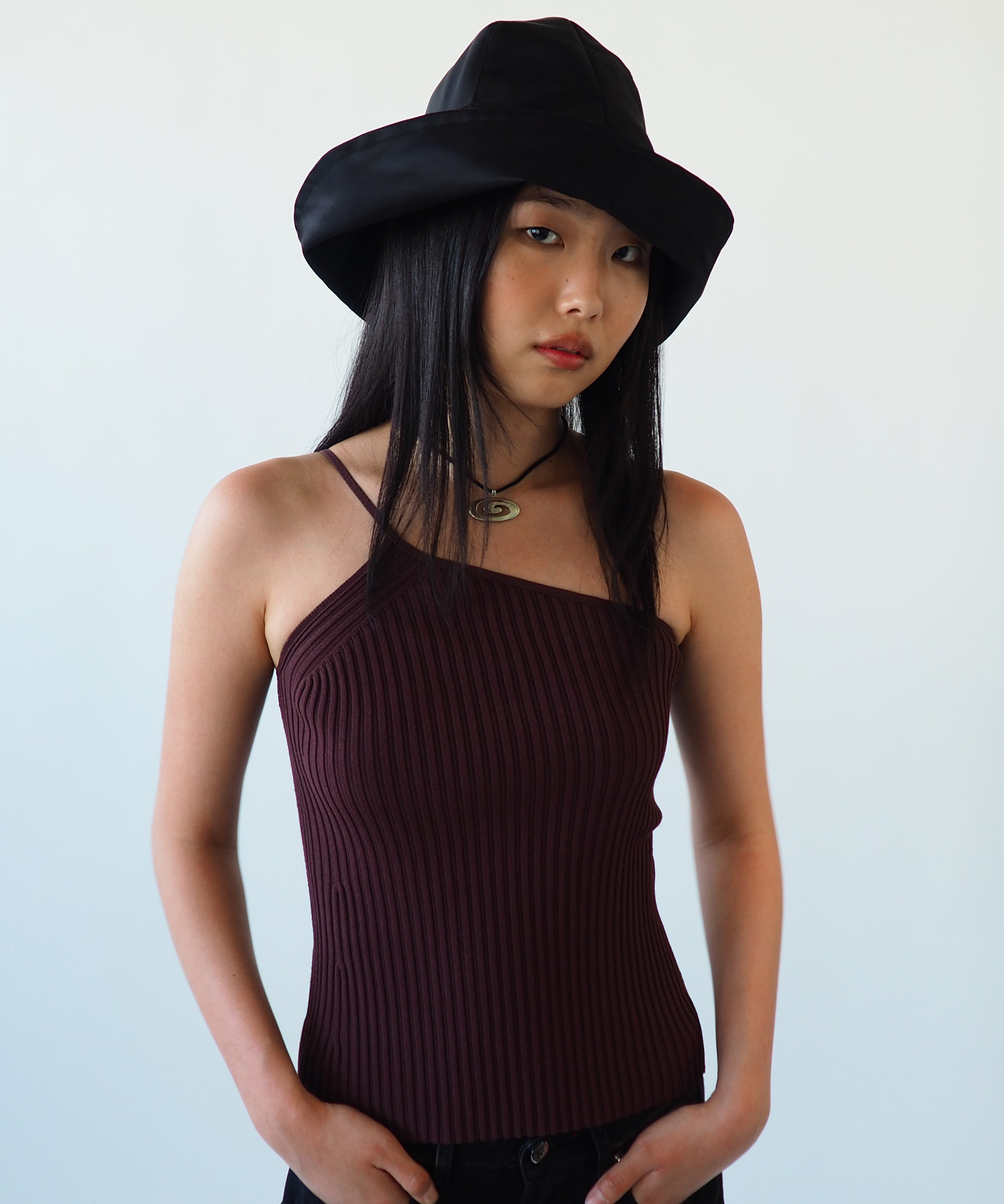 Iona Hat in Black Flight Satin - CLYDE