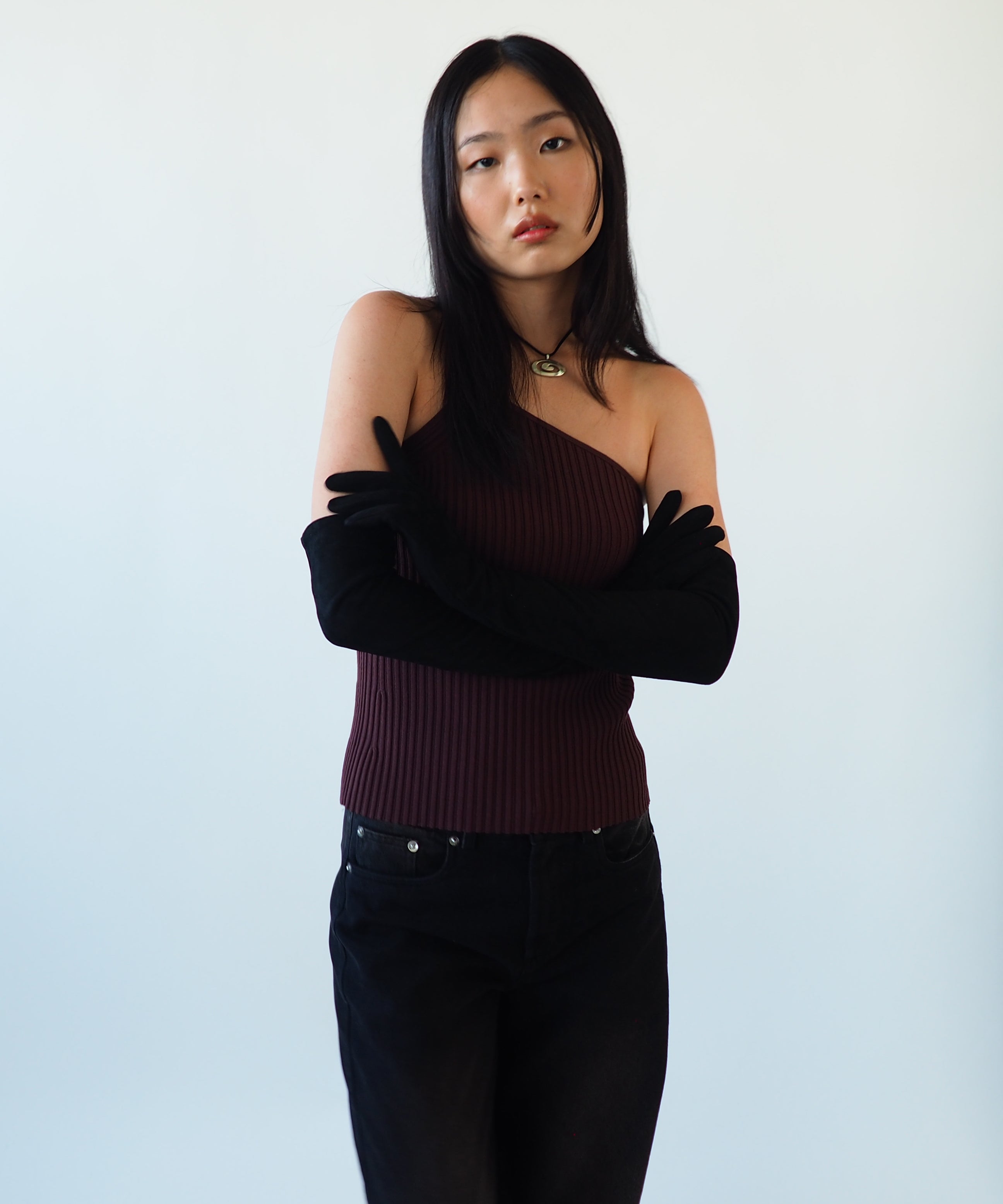 Moonlight Opera Gloves in Black Suede Lambskin - CLYDE