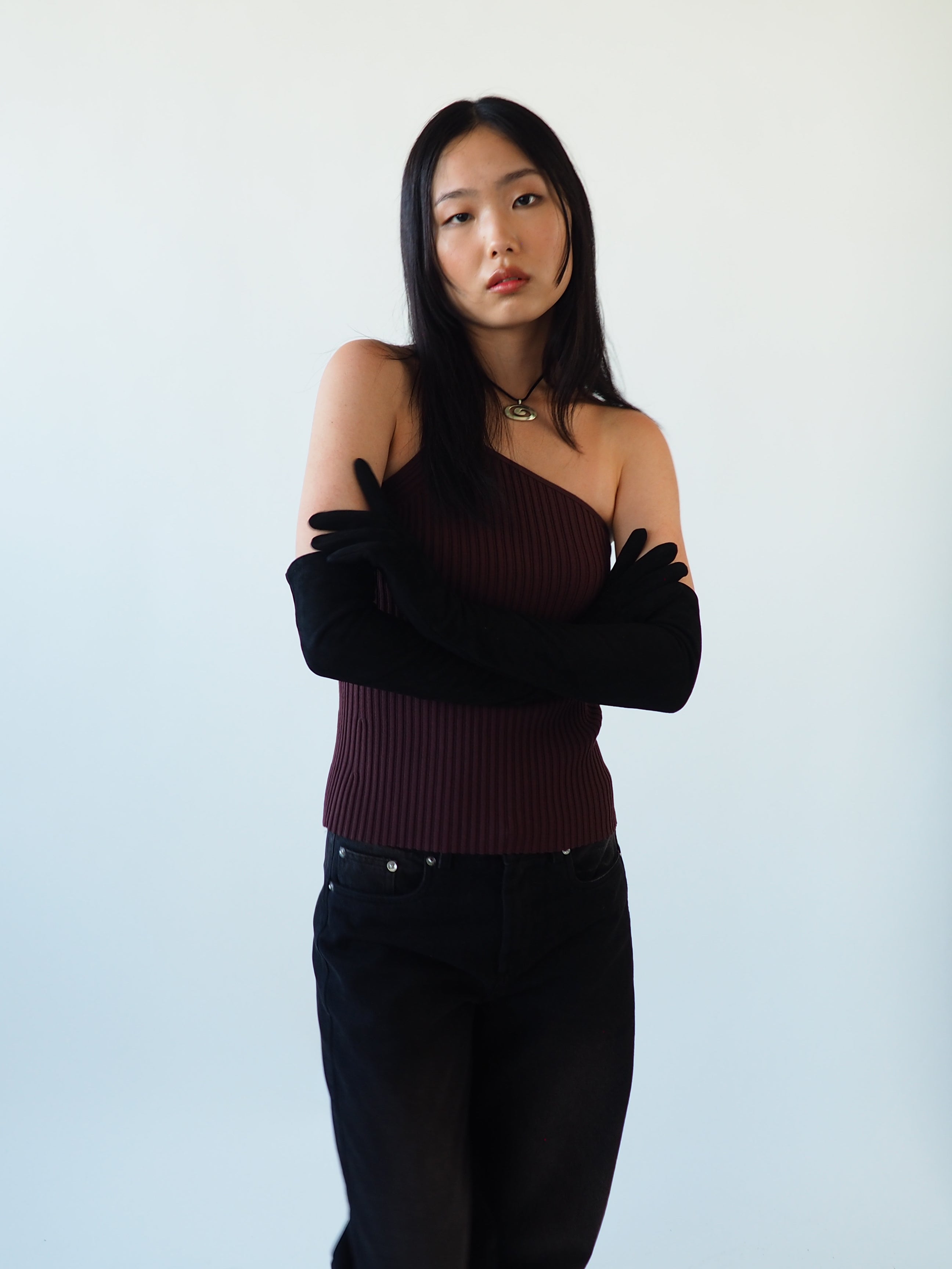 Moonlight Opera Gloves in Black Suede Lambskin - CLYDE
