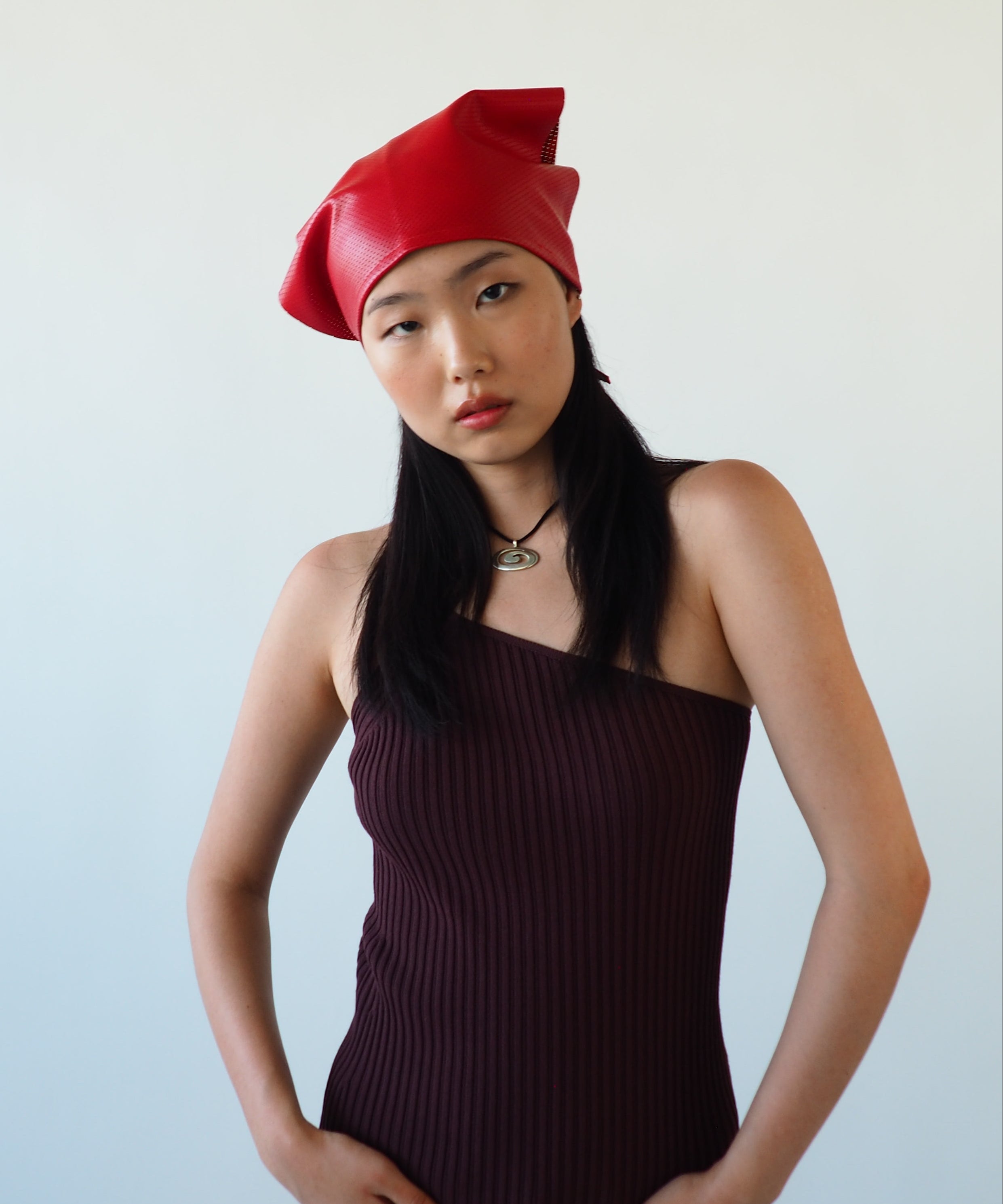 Vita Scarf in Red Perforated Lambskin - CLYDE