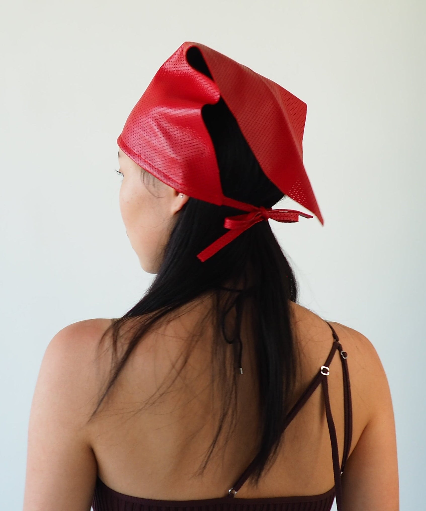 Vita Scarf in Red Perforated Lambskin - CLYDE