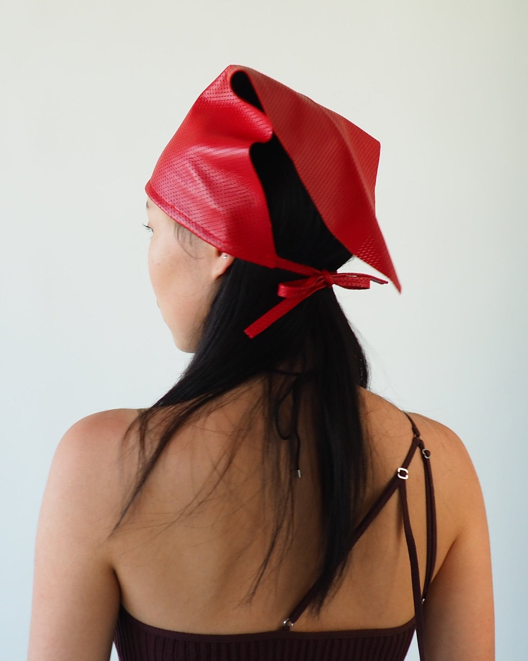 Vita Scarf in Red Perforated Lambskin - CLYDE