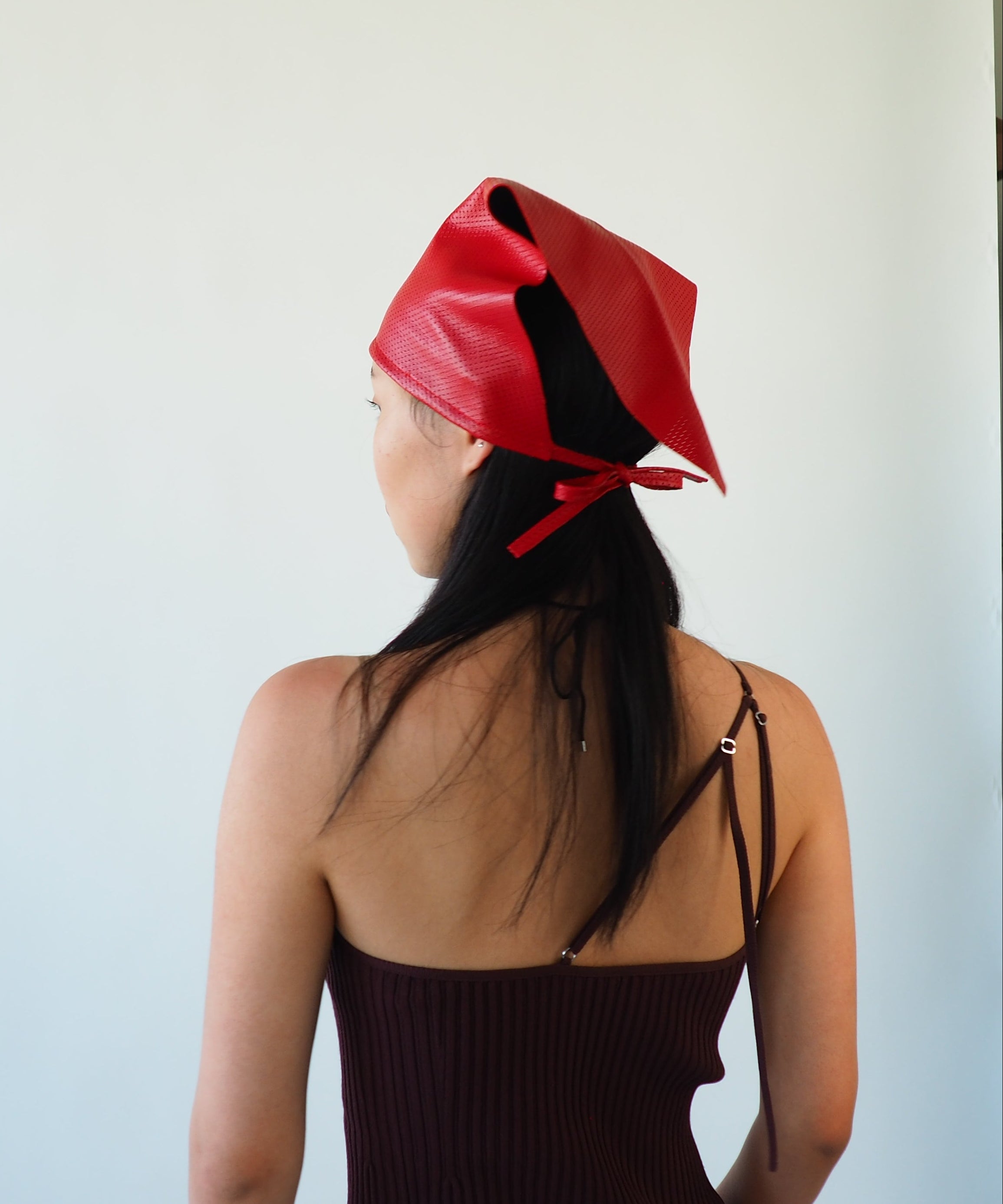 Vita Scarf in Red Perforated Lambskin - CLYDE