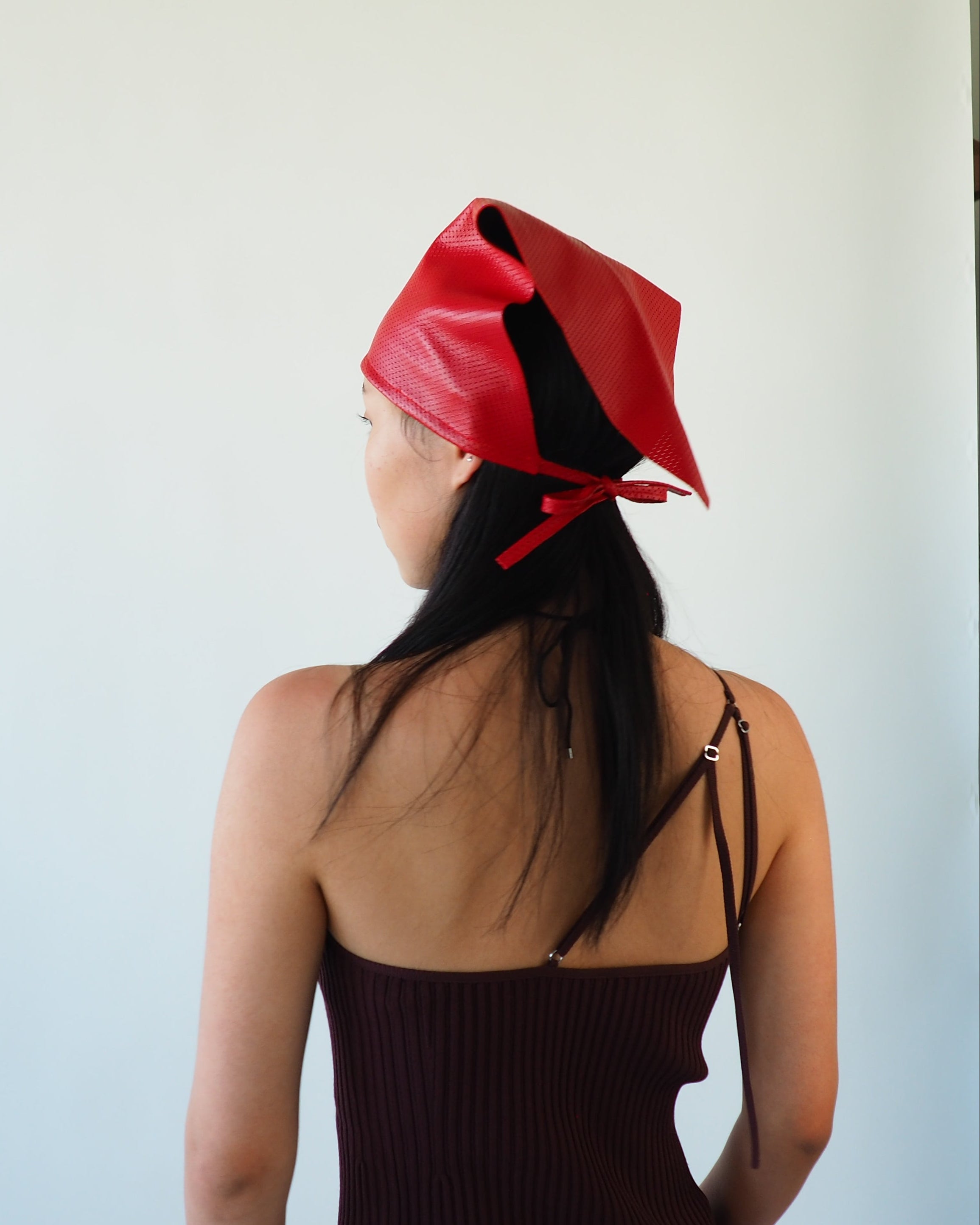 Vita Scarf in Red Perforated Lambskin - CLYDE