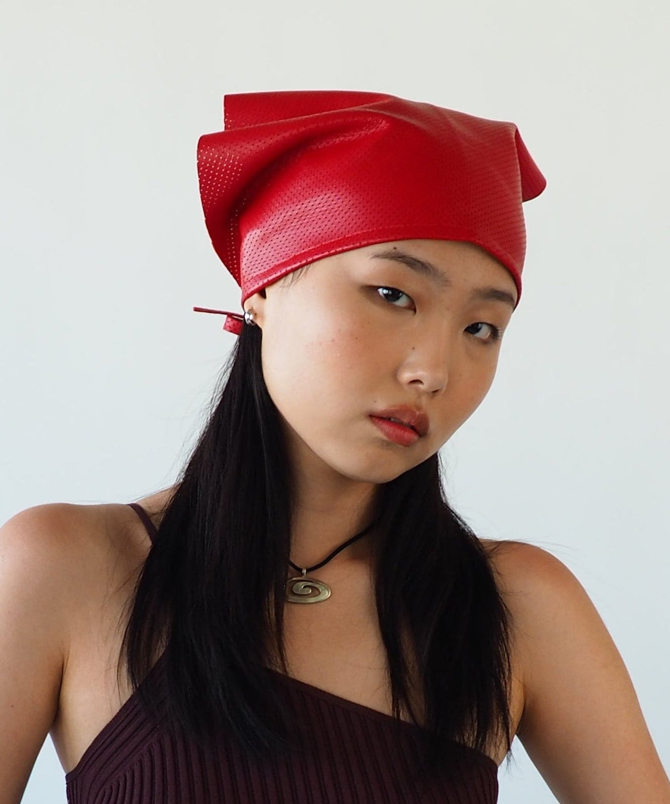 Vita Scarf in Red Perforated Lambskin - CLYDE