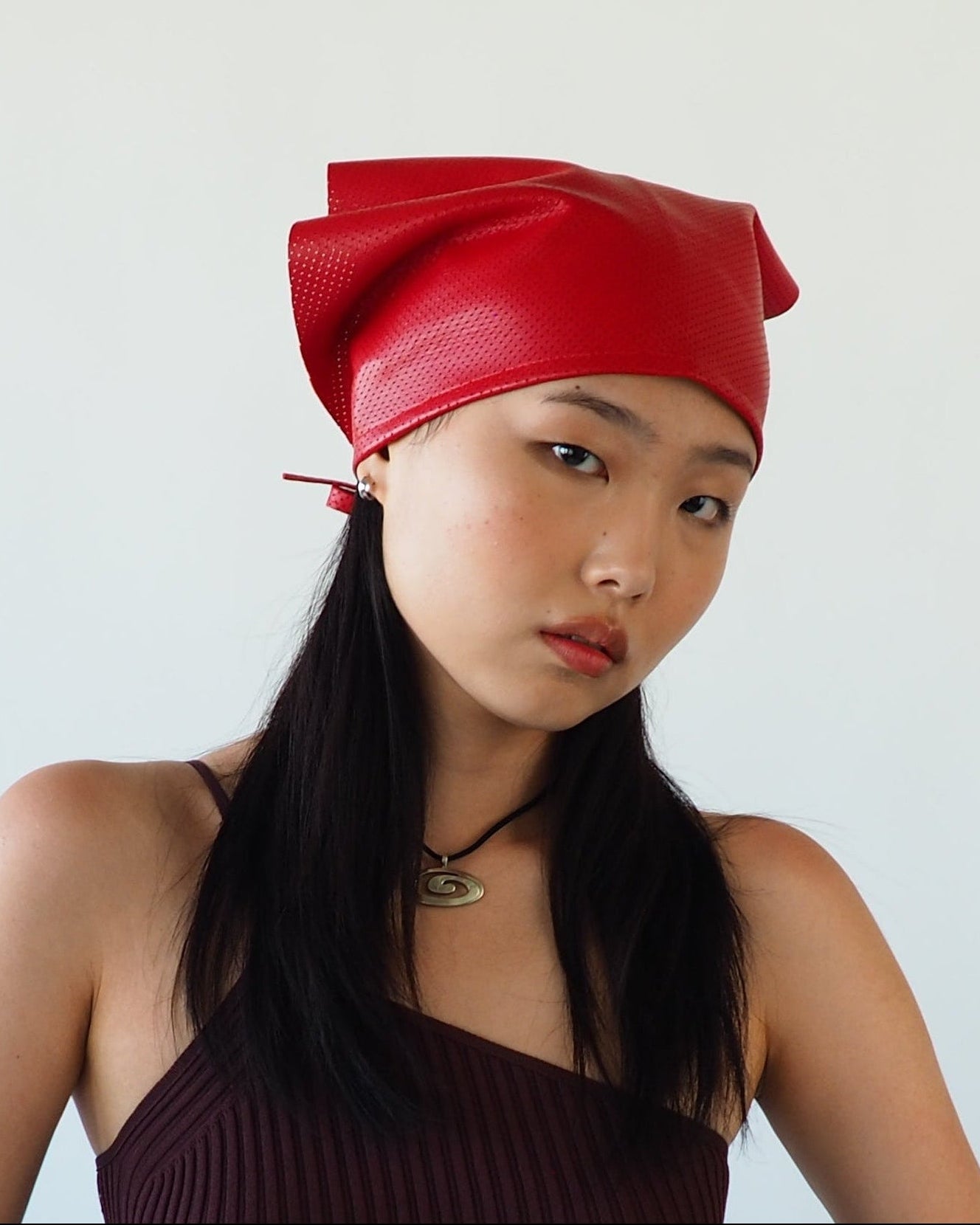 Vita Scarf in Red Perforated Lambskin - CLYDE