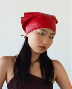 Vita Scarf in Red Perforated Lambskin - CLYDE