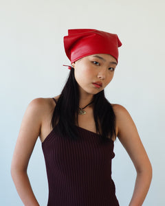 Vita Scarf in Red Perforated Lambskin - CLYDE