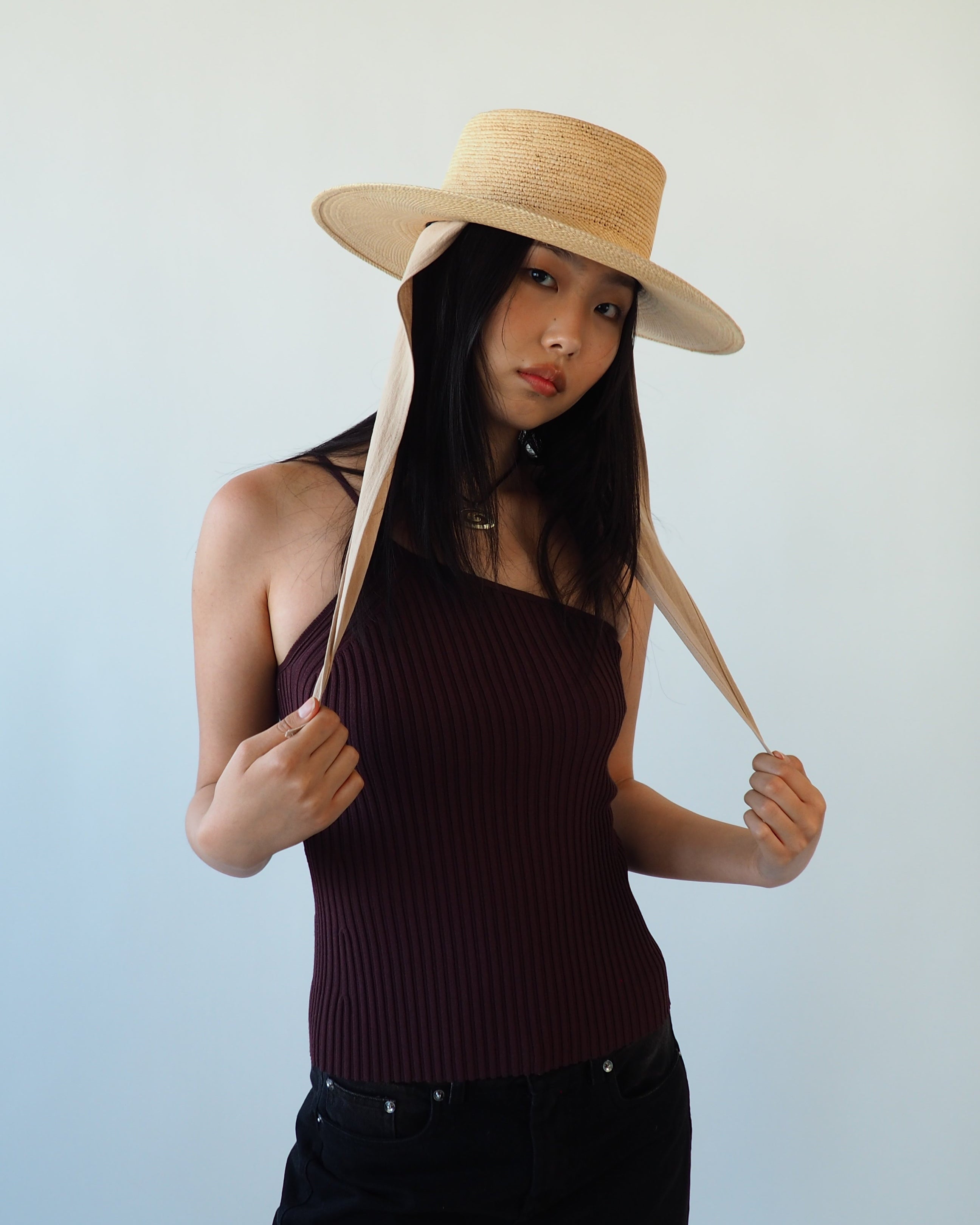 Cielo Hat w. Shade in Tan Toquilla Straw - CLYDE