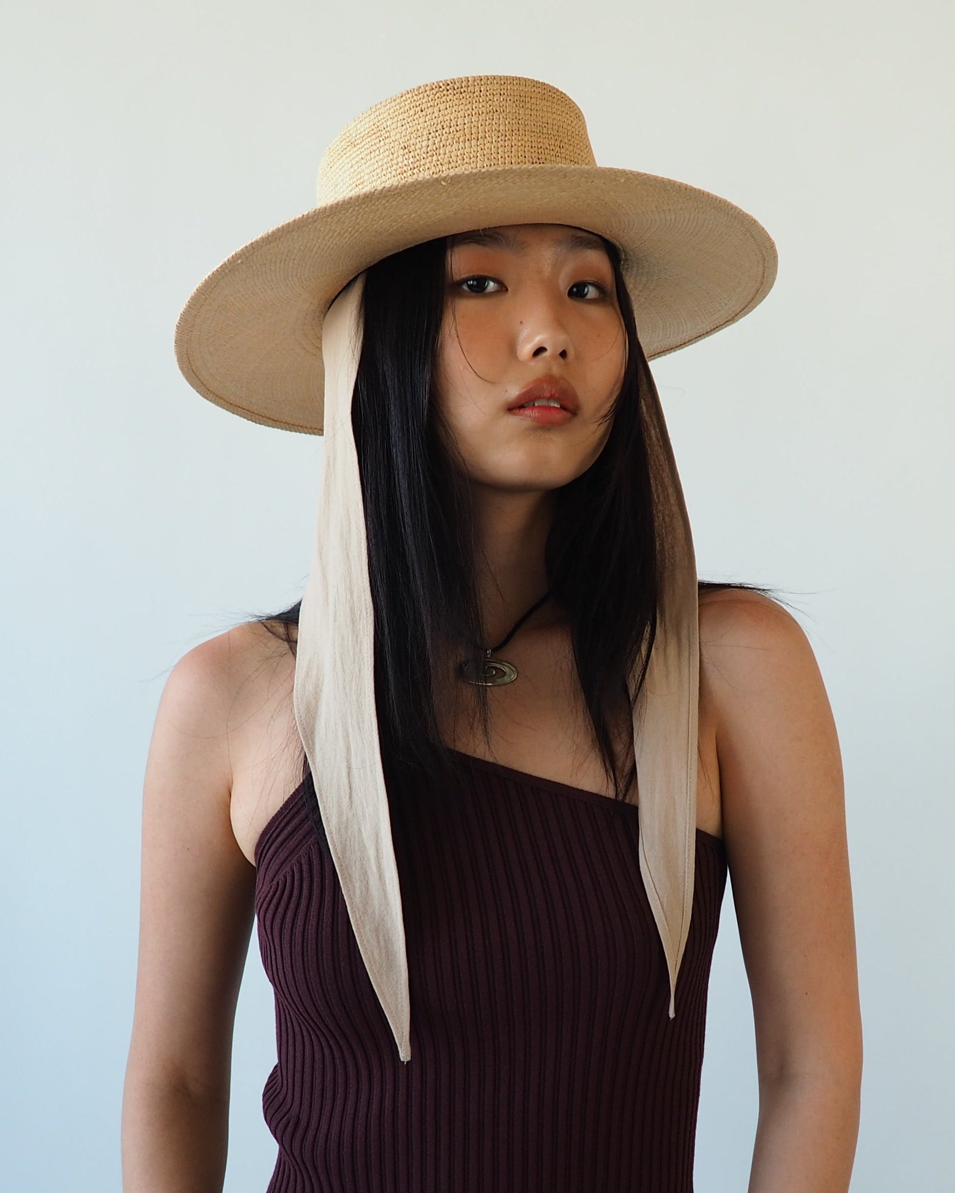 Cielo Hat w. Shade in Tan Toquilla Straw - CLYDE