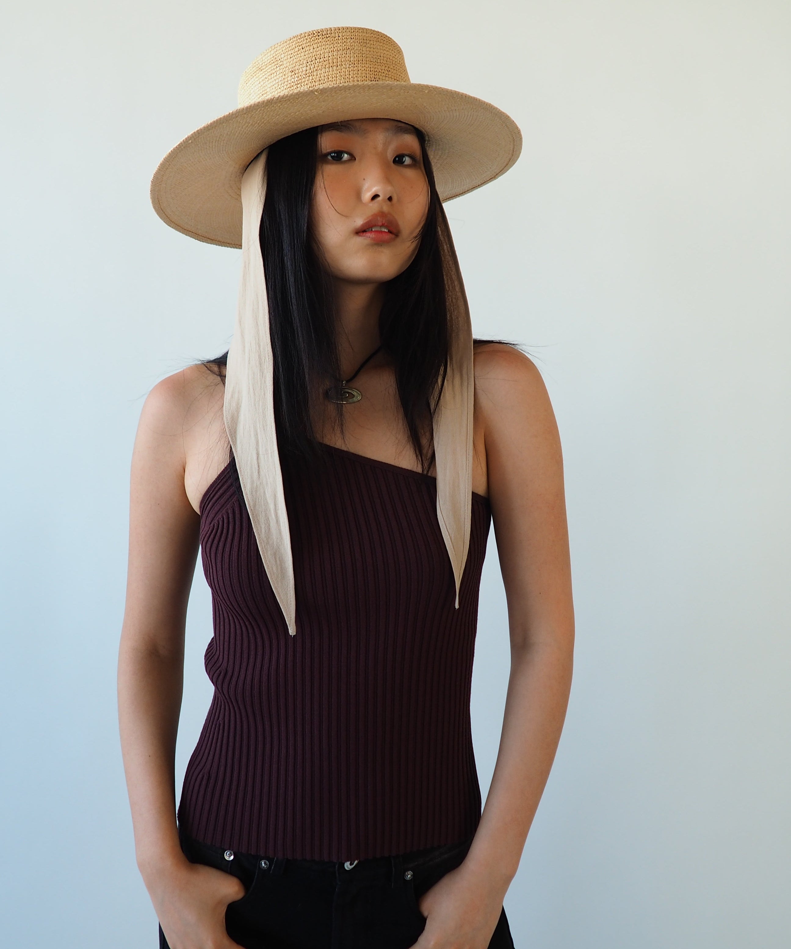 Cielo Hat w. Shade in Tan Toquilla Straw - CLYDE