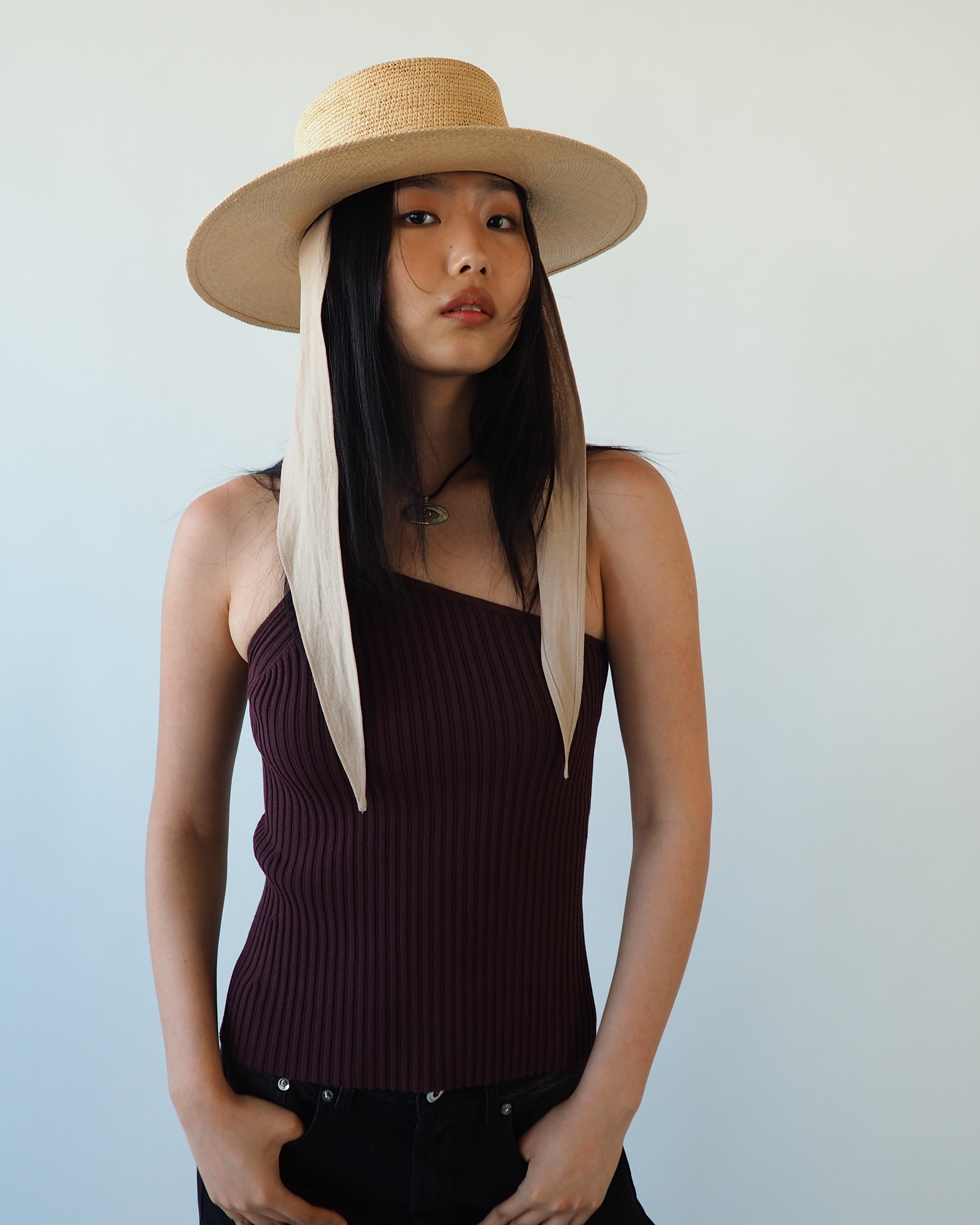 Cielo Hat w. Shade in Tan Toquilla Straw - CLYDE