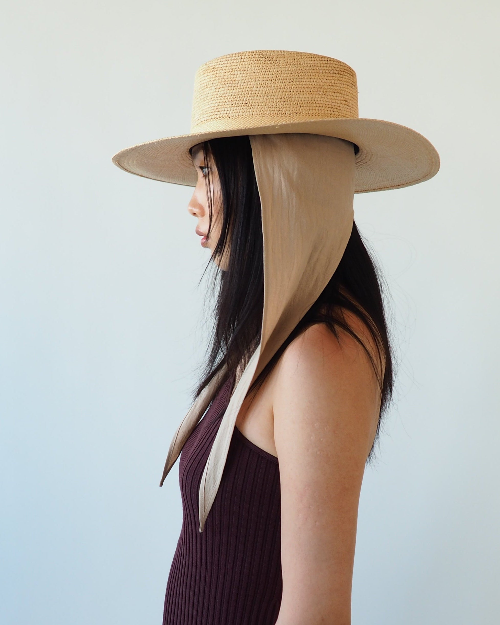 Cielo Hat w. Shade in Tan Toquilla Straw - CLYDE
