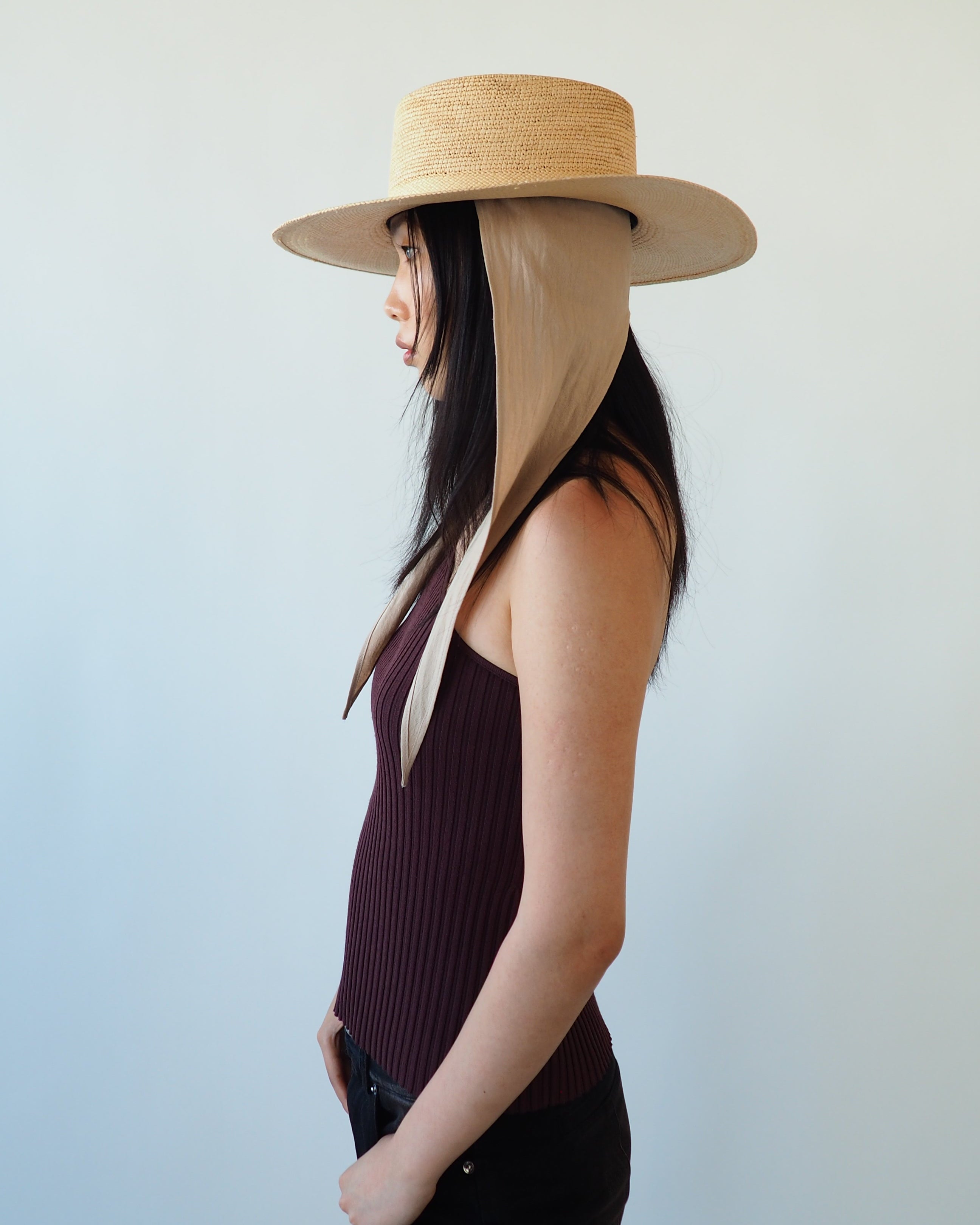 Cielo Hat w. Shade in Tan Toquilla Straw - CLYDE
