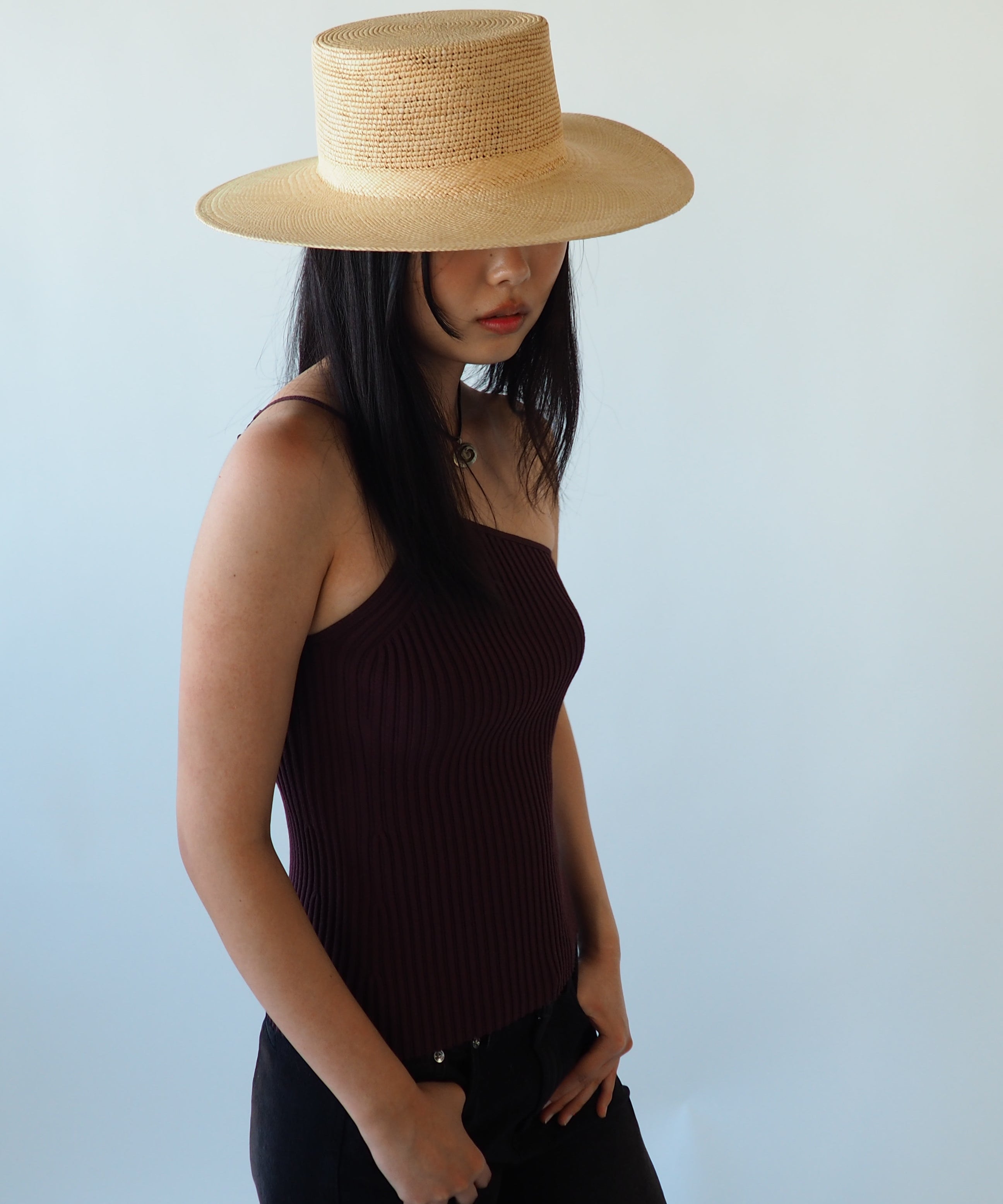 Cielo Hat w. Shade in Tan Toquilla Straw - CLYDE