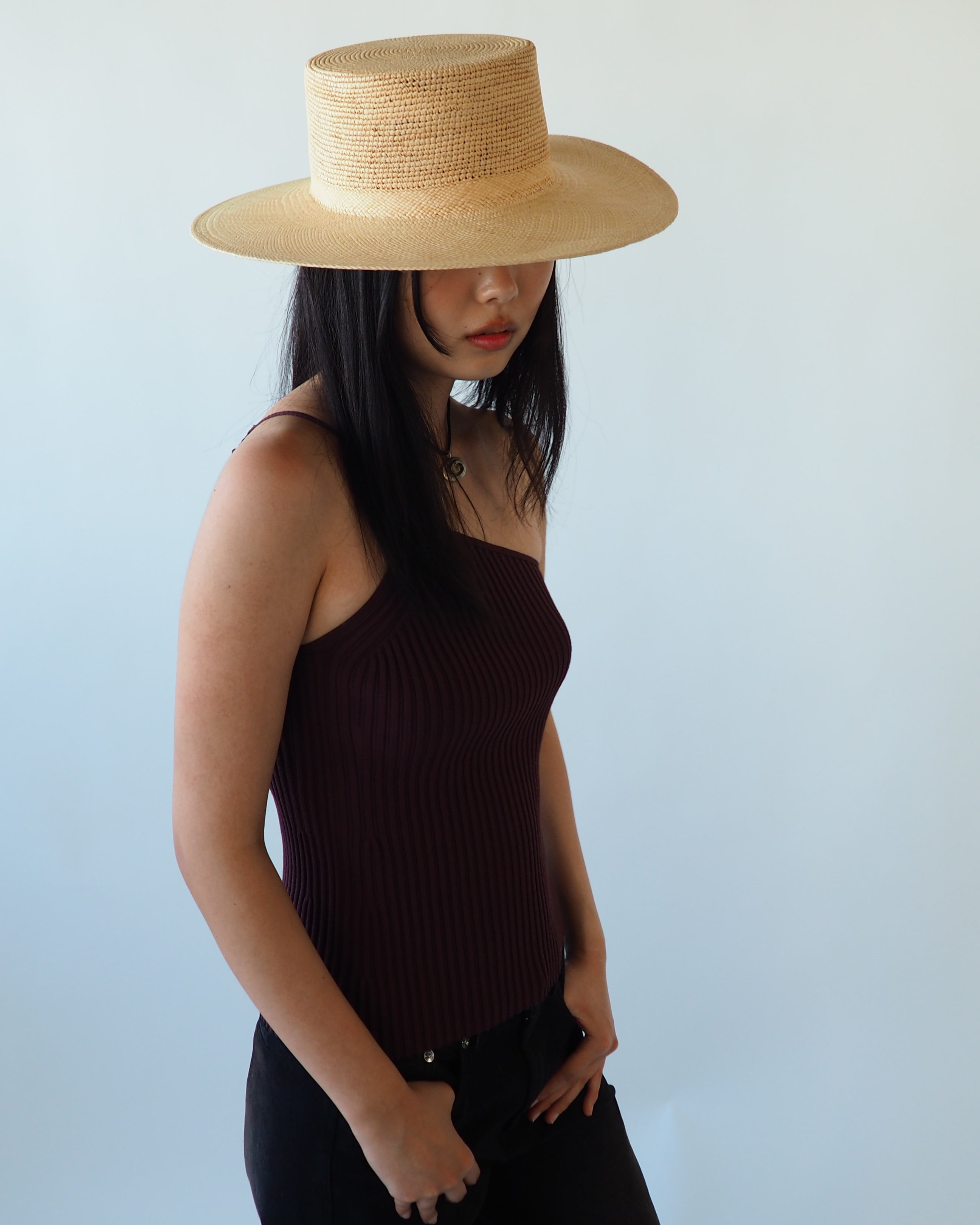 Cielo Hat w. Shade in Tan Toquilla Straw - CLYDE