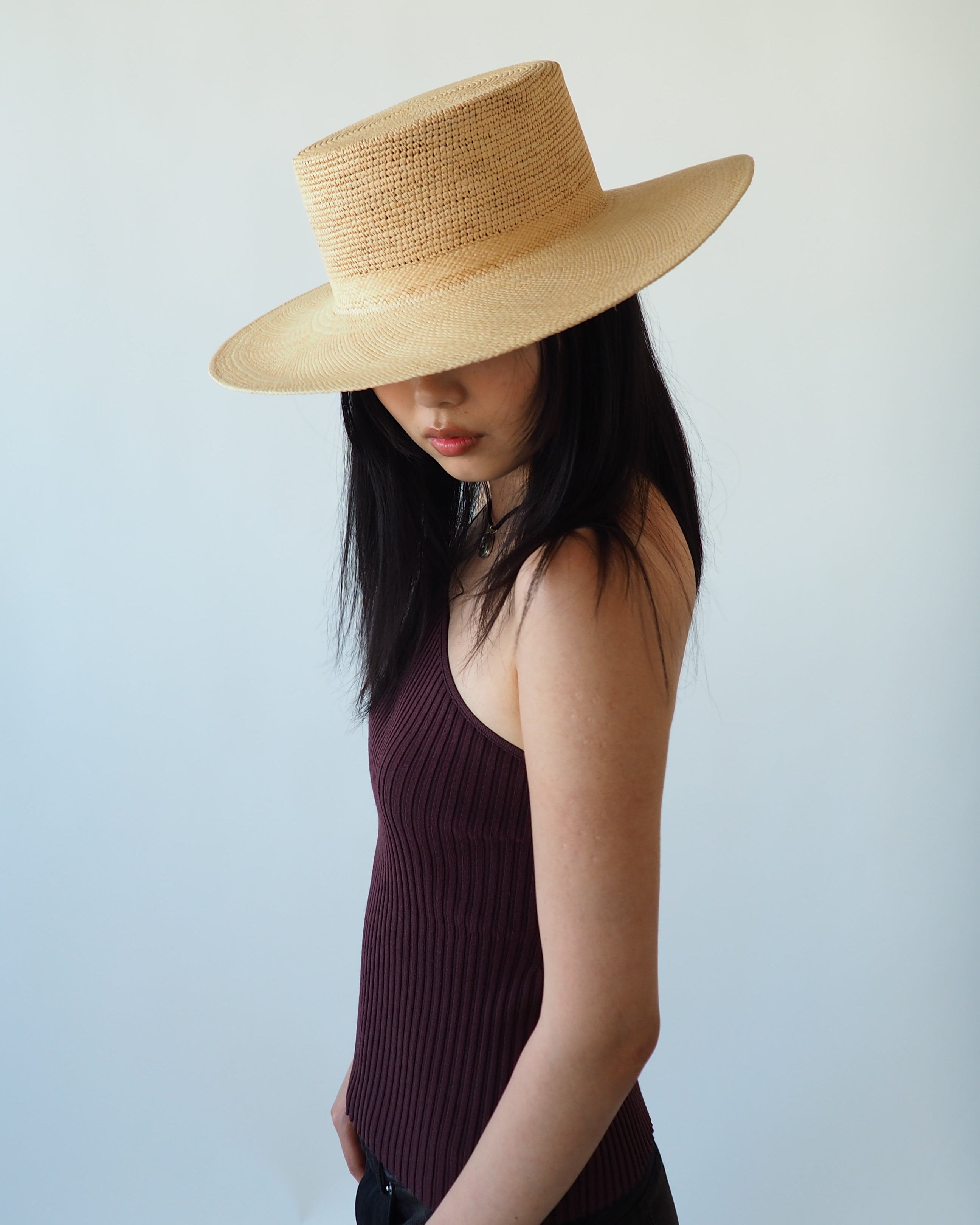 Cielo Hat w. Shade in Tan Toquilla Straw - CLYDE