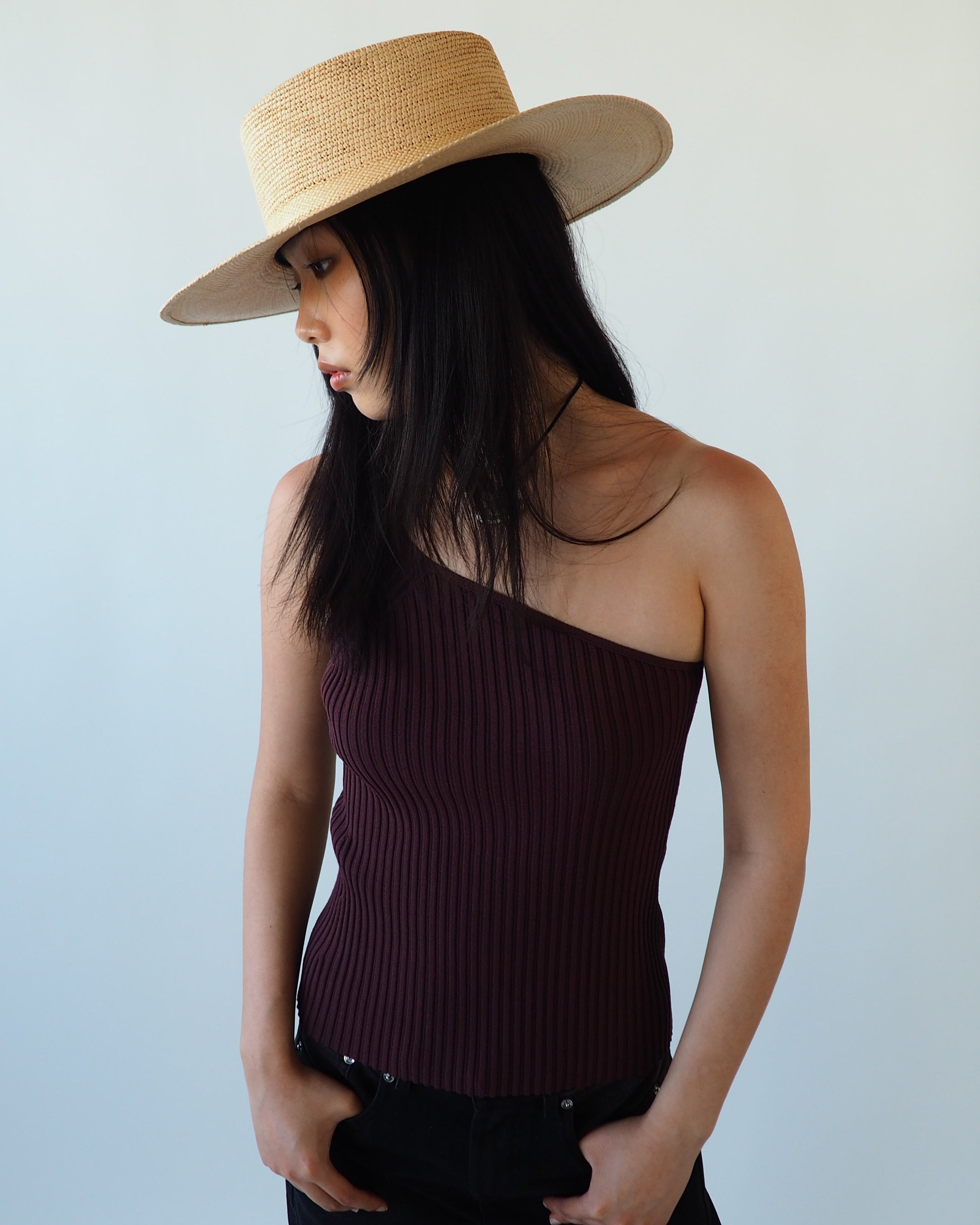 Cielo Hat w. Shade in Tan Toquilla Straw - CLYDE