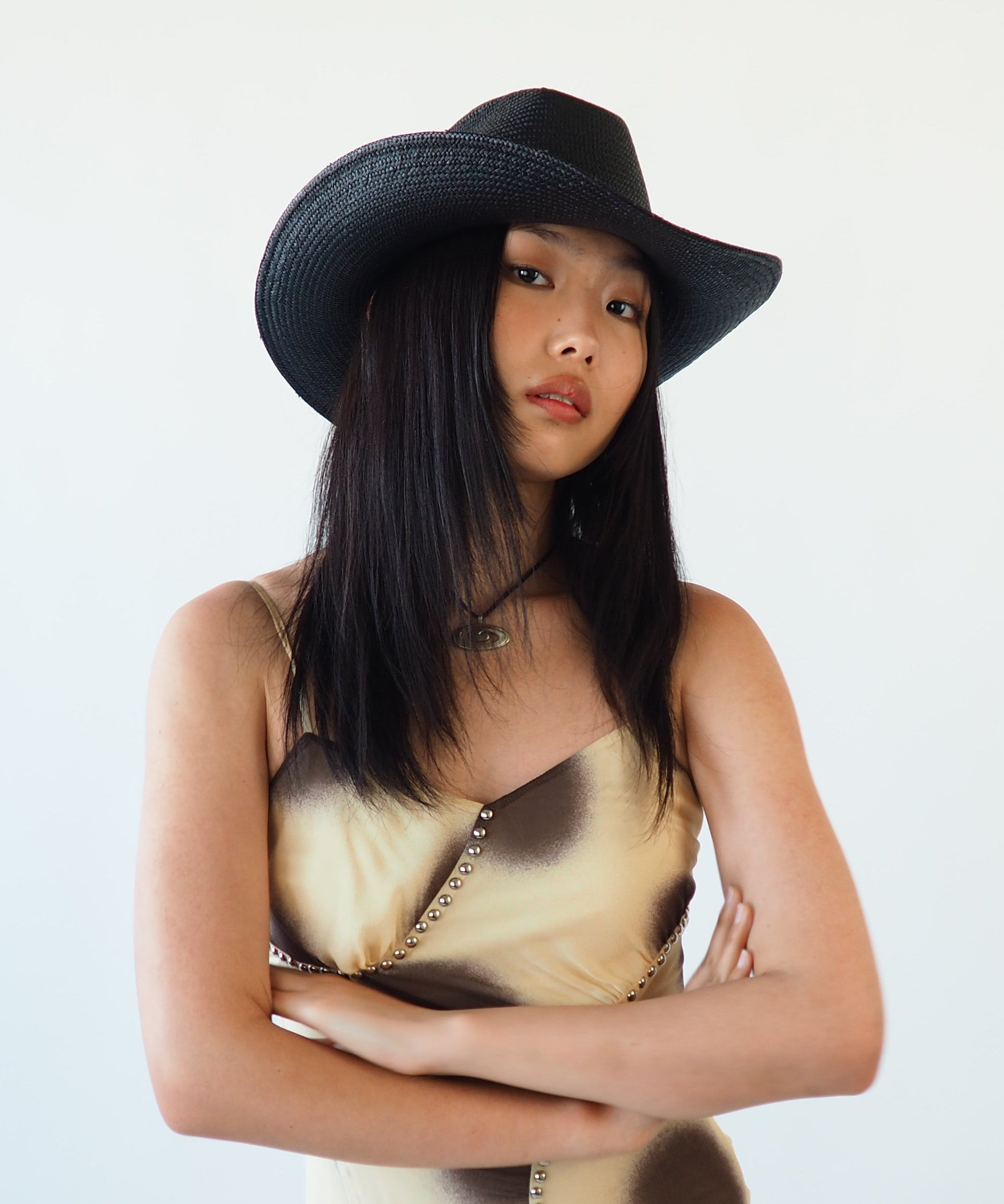 Cowboy Hat in Black Toquilla Straw - CLYDE