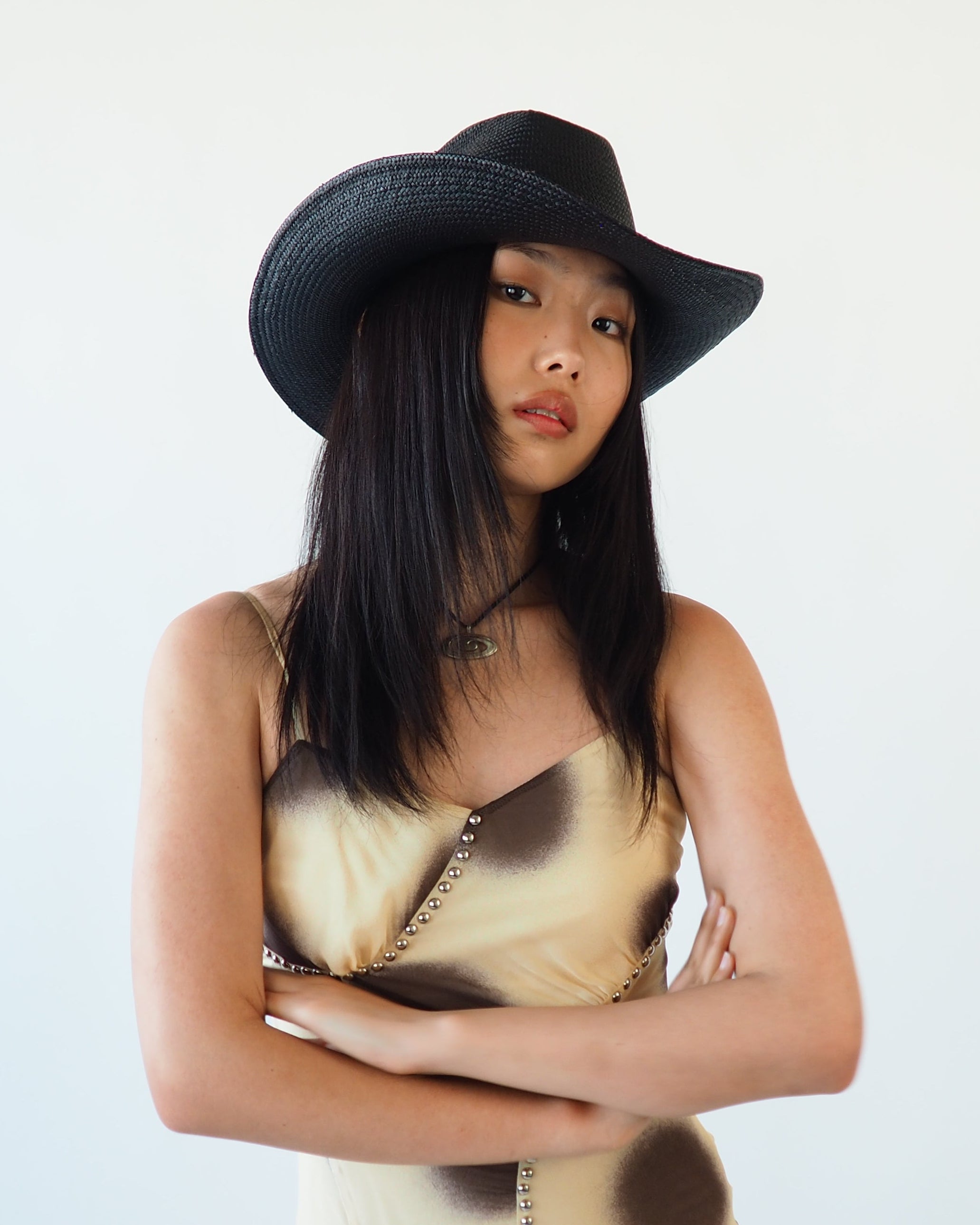 Cowboy Hat in Black Toquilla Straw - CLYDE