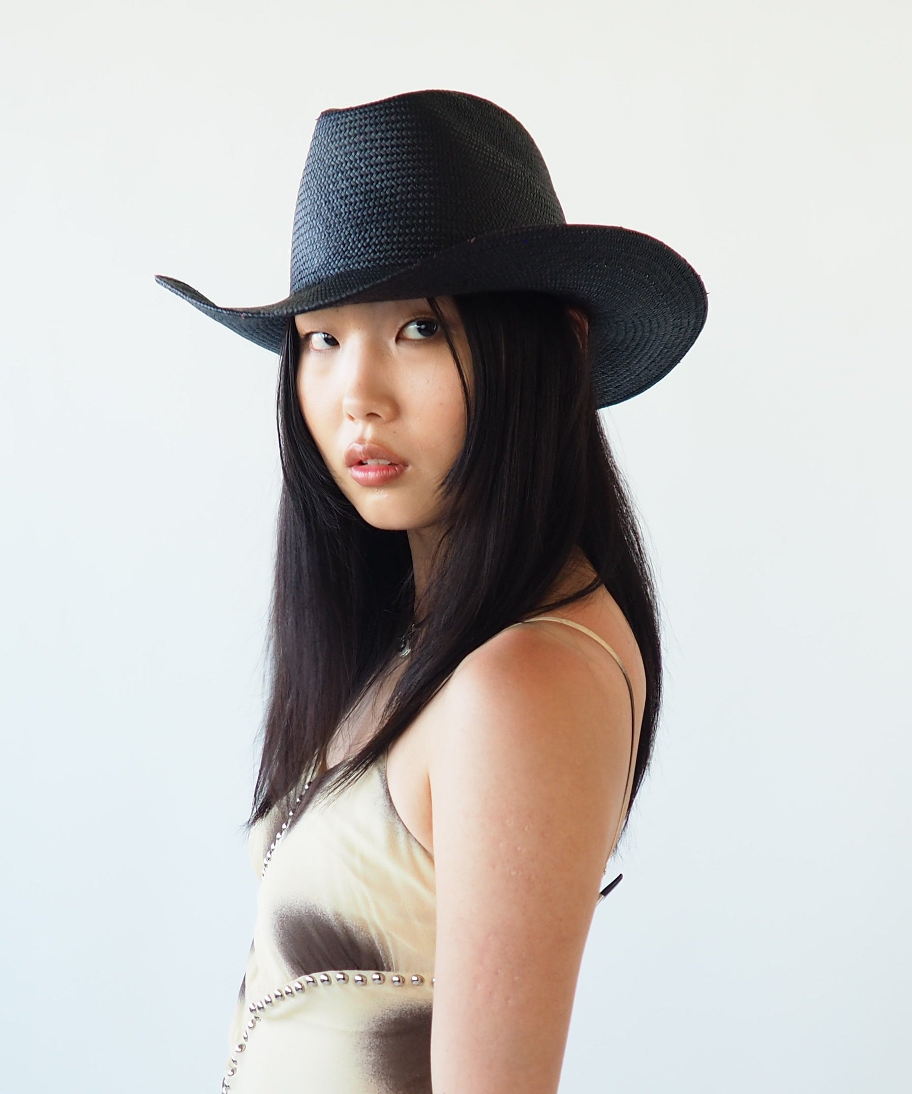 Cowboy Hat in Black Toquilla Straw - CLYDE