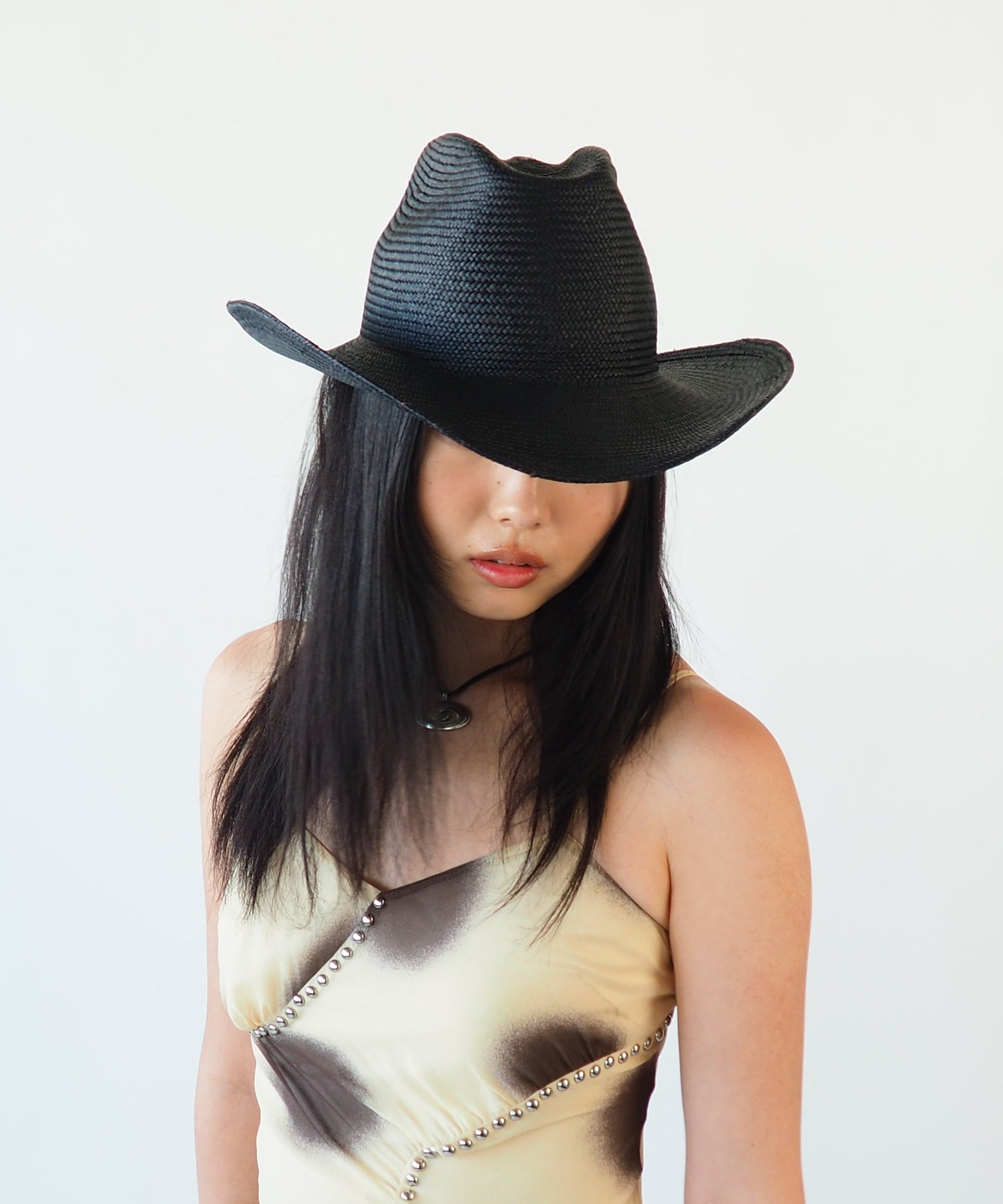 Cowboy Hat in Black Toquilla Straw - CLYDE