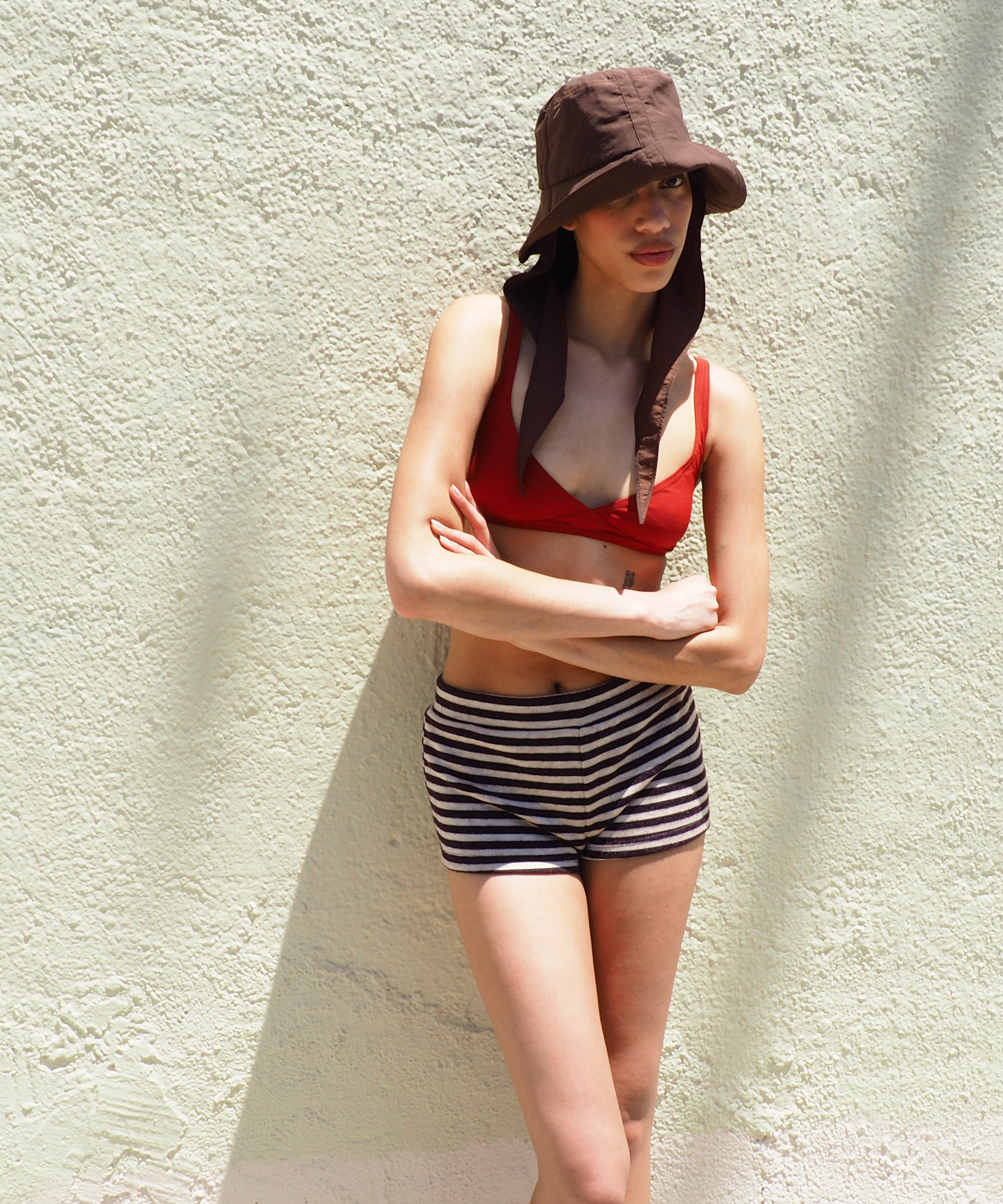 Swim Bucket in Brown Nylon - CLYDE