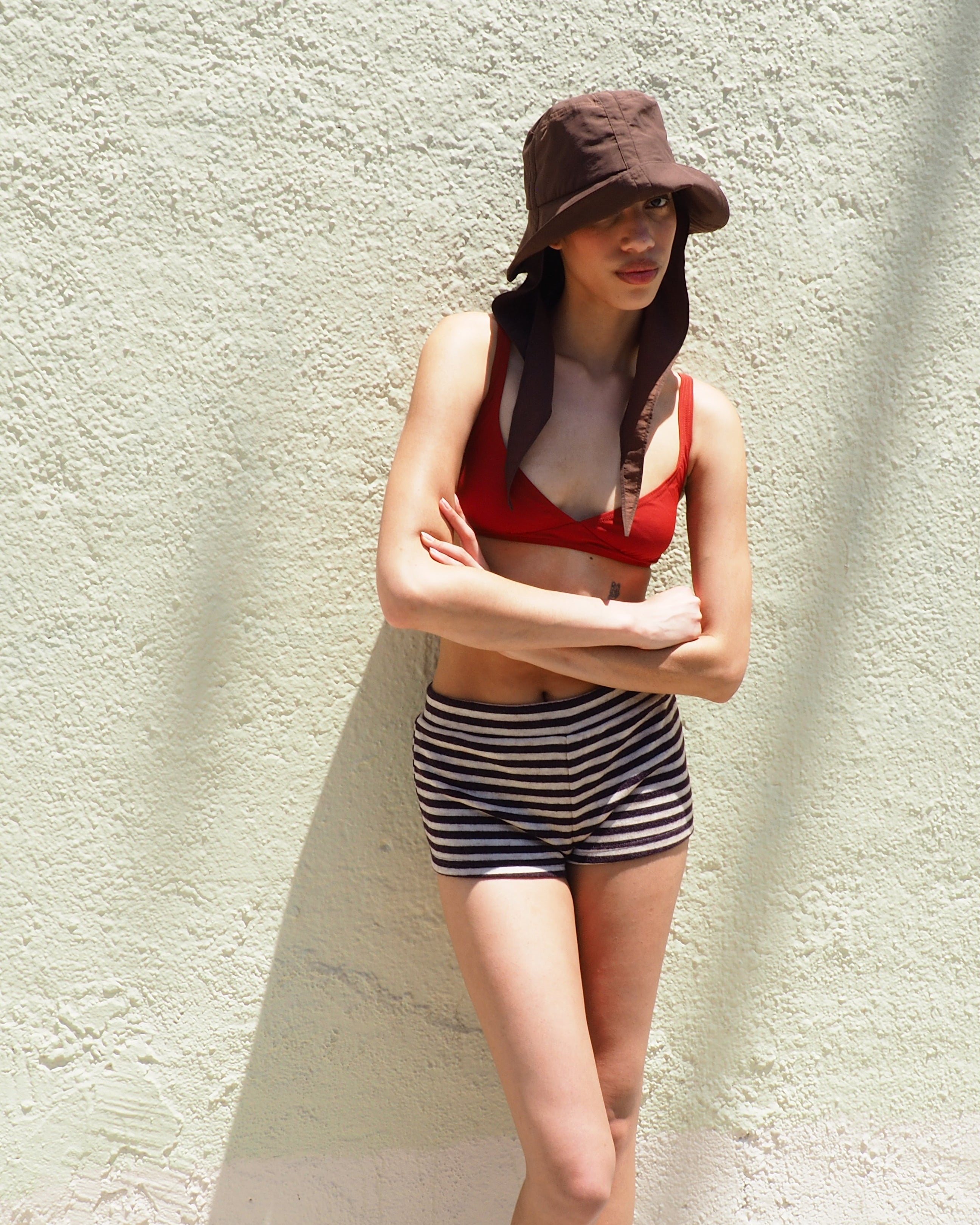 Swim Bucket in Brown Nylon - CLYDE