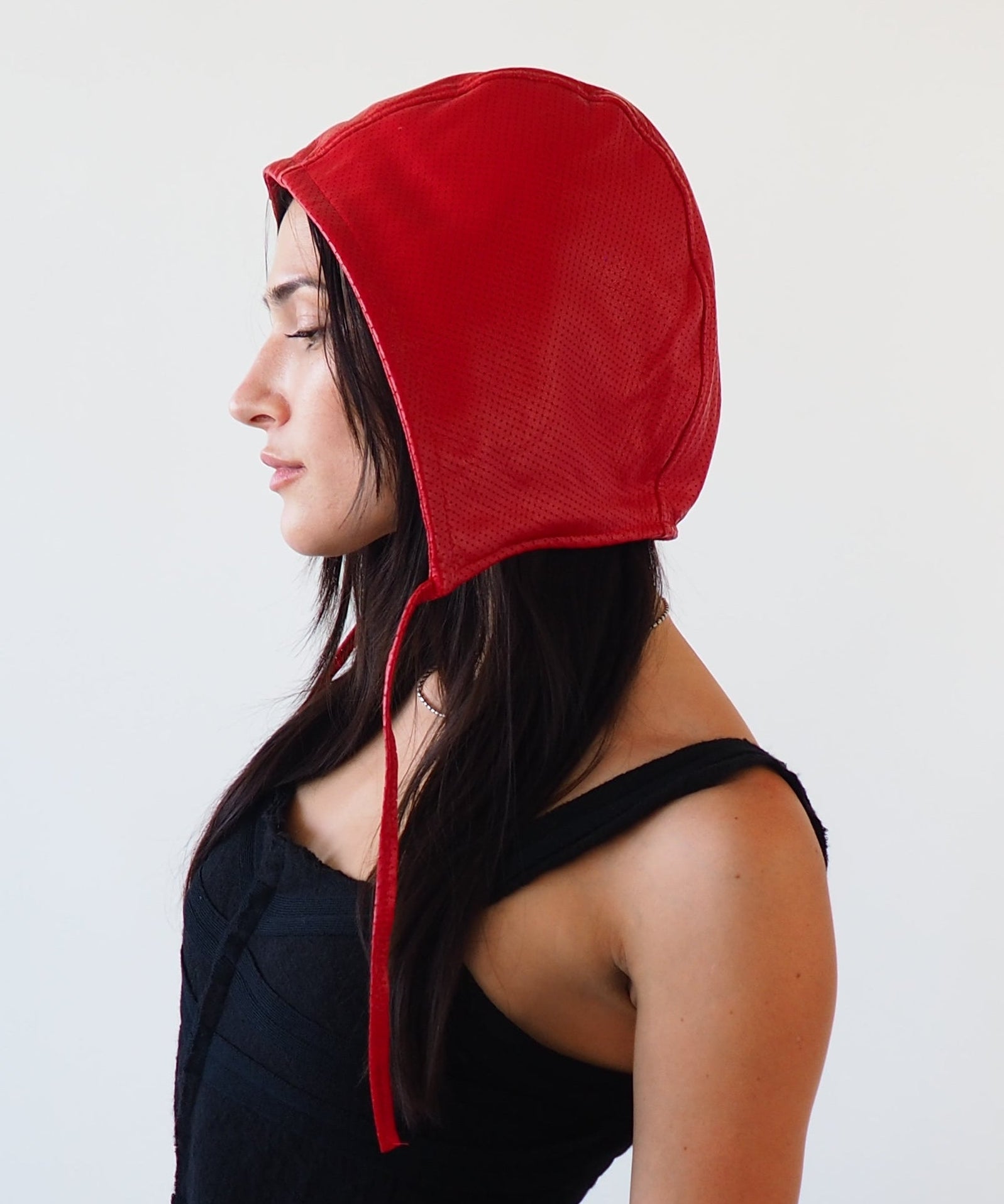Volo Hat in Perforated Racer Red Lambskin - CLYDE