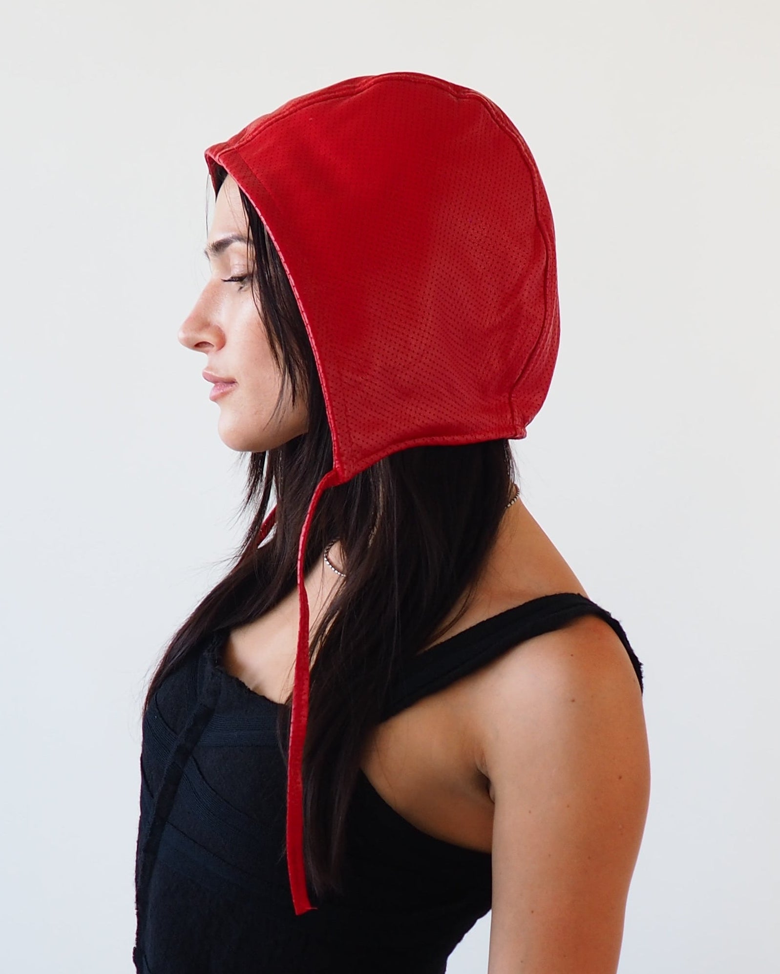 Volo Hat in Perforated Racer Red Lambskin - CLYDE