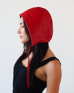 Volo Hat in Perforated Racer Red Lambskin - CLYDE