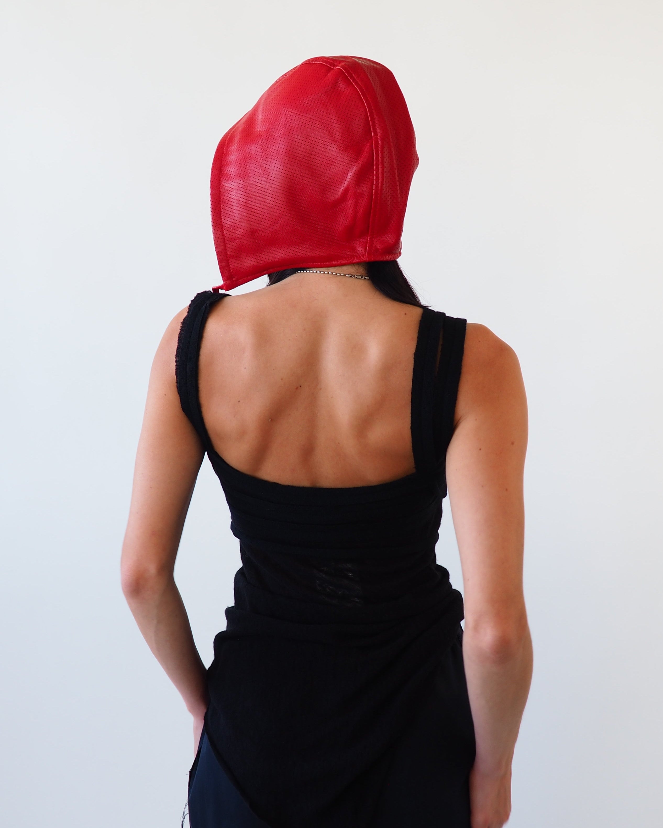 Volo Hat in Perforated Racer Red Lambskin - CLYDE