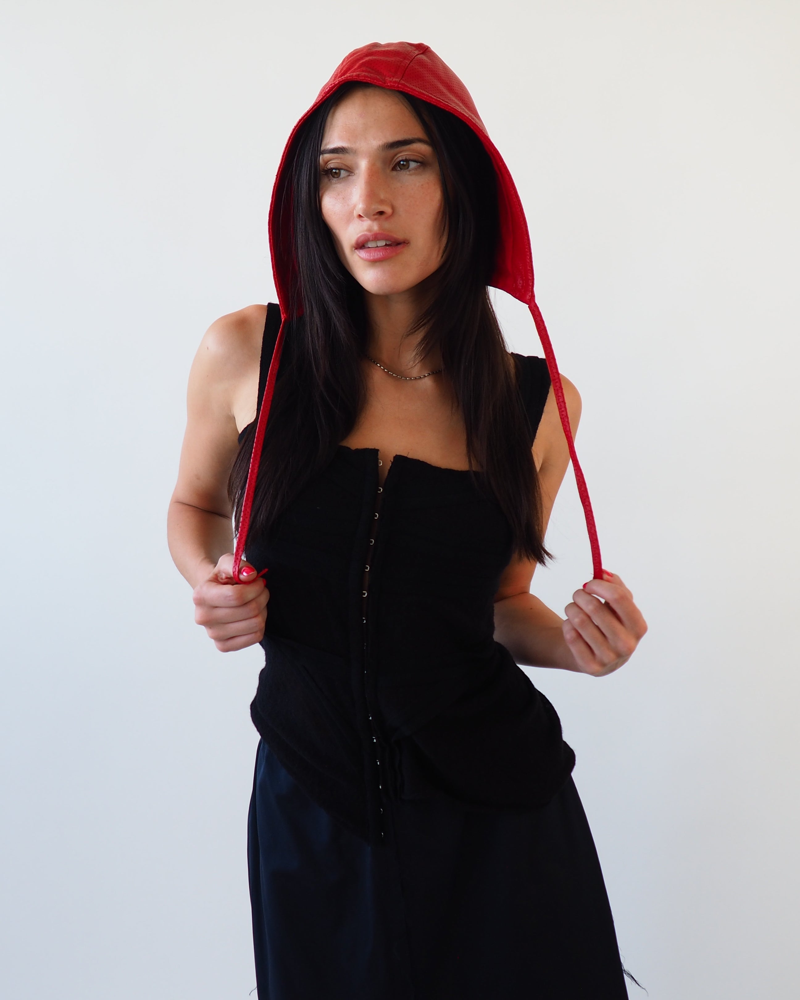 Volo Hat in Perforated Racer Red Lambskin - CLYDE
