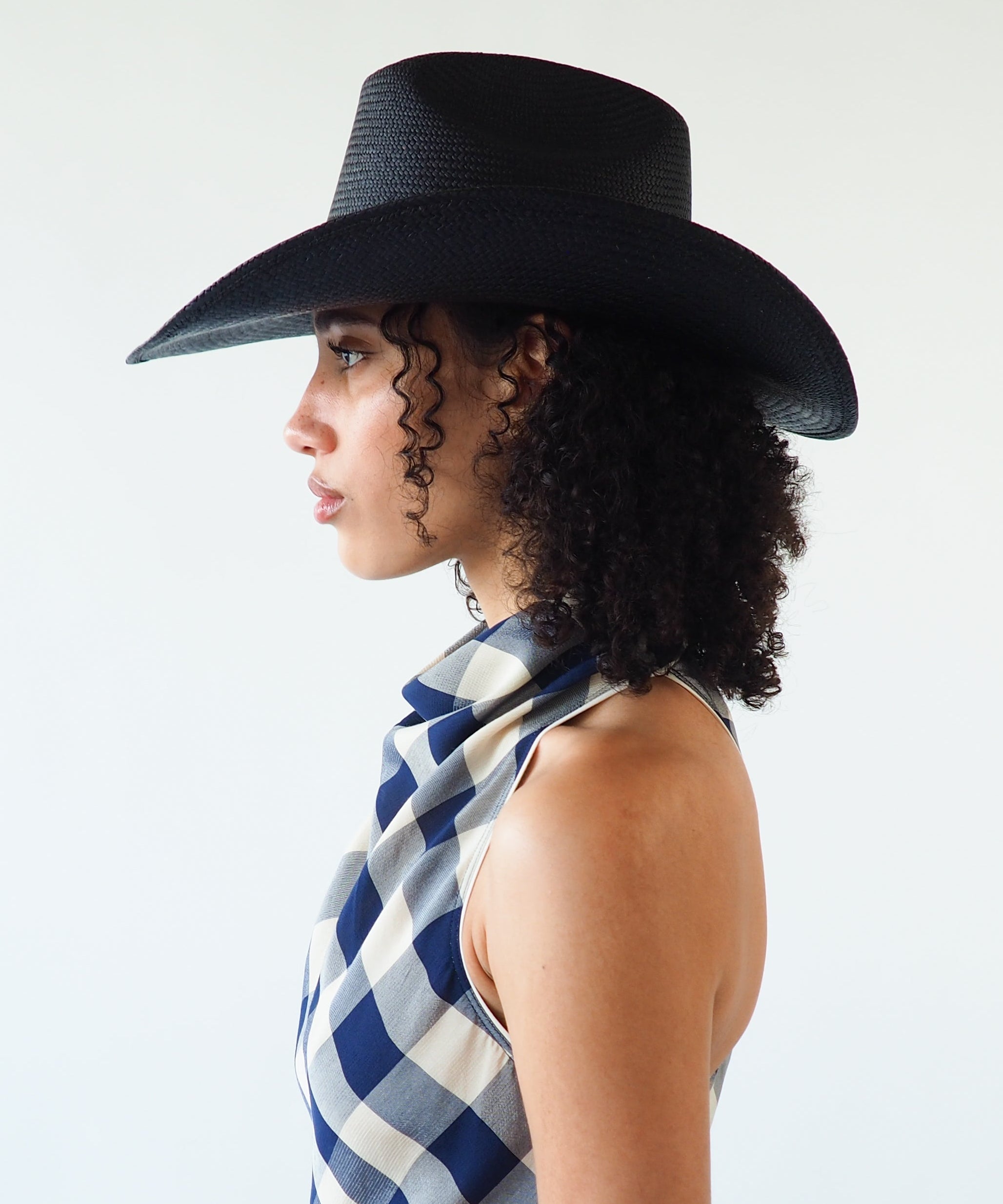 Western Hat in Black Toquilla Straw - CLYDE