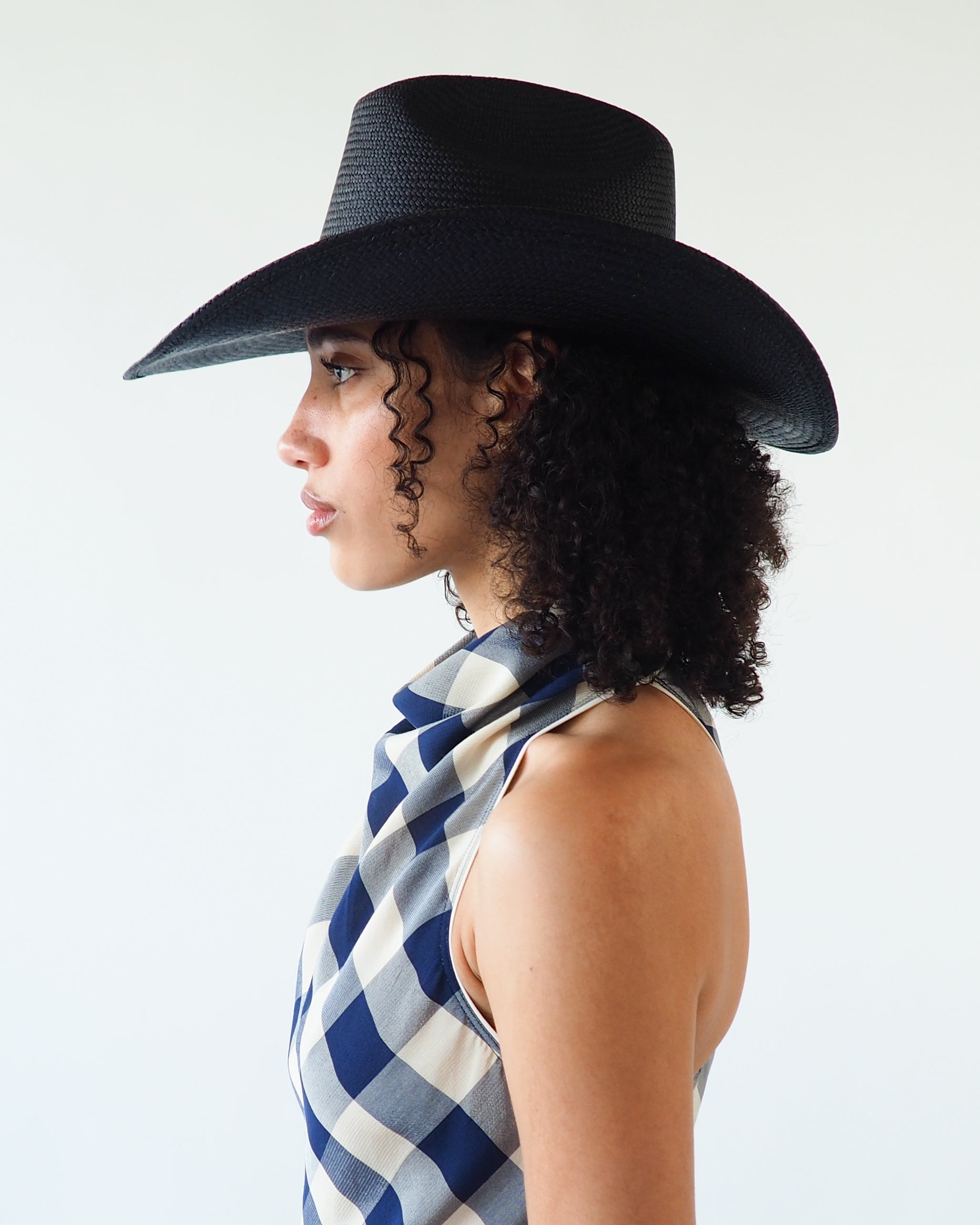 Western Hat in Black Toquilla Straw - CLYDE