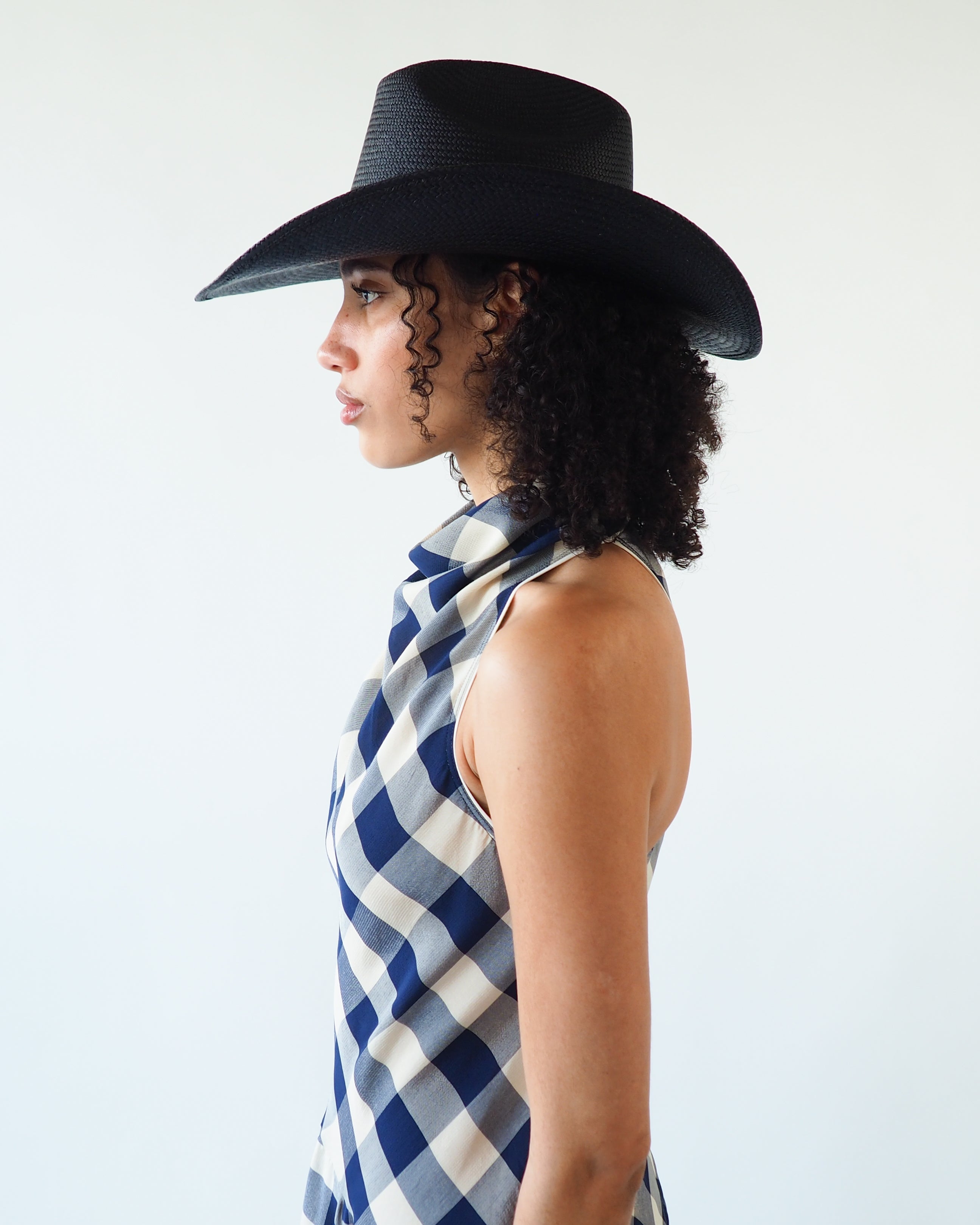 Western Hat in Black Toquilla Straw - CLYDE