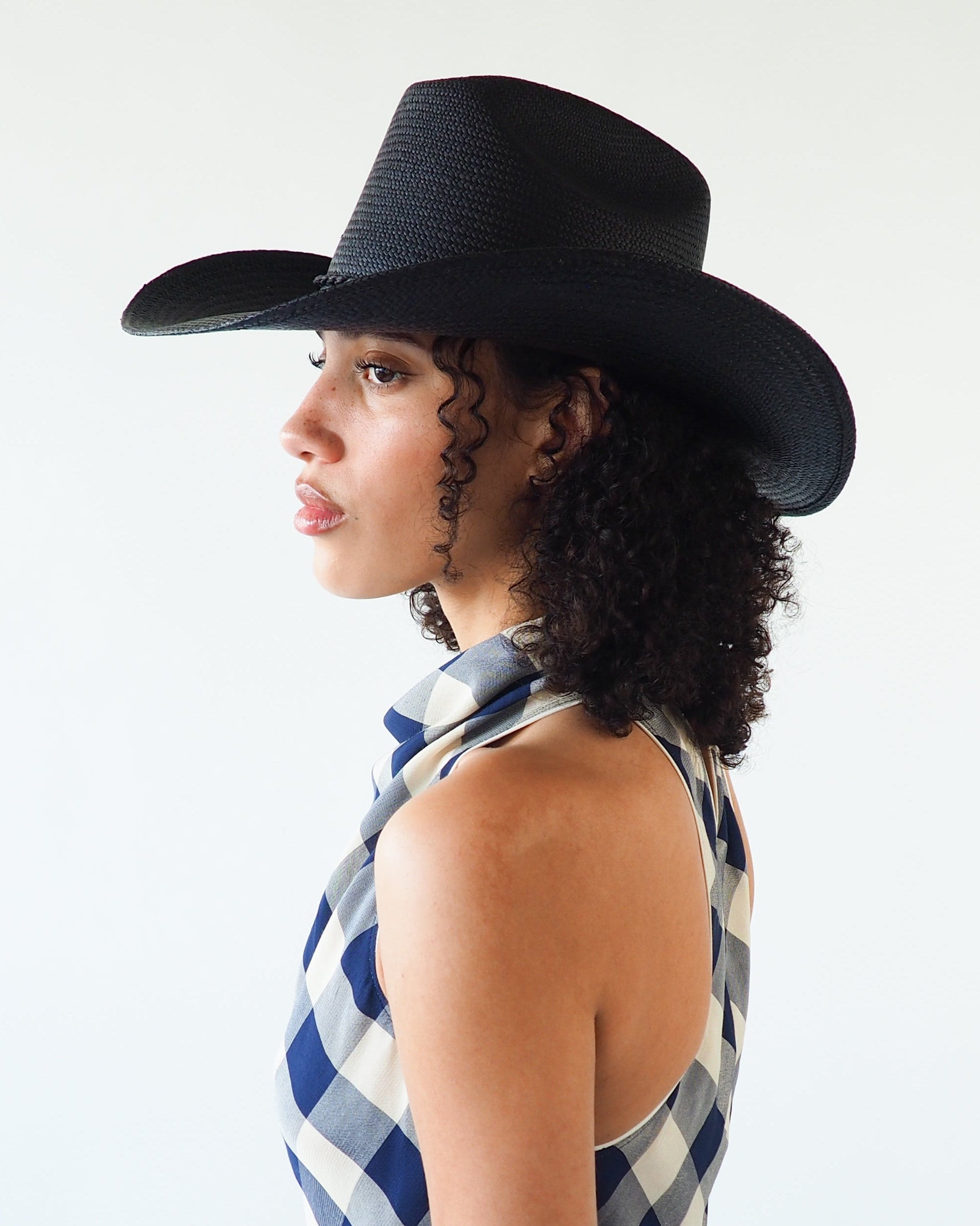 Western Hat in Black Toquilla Straw - CLYDE