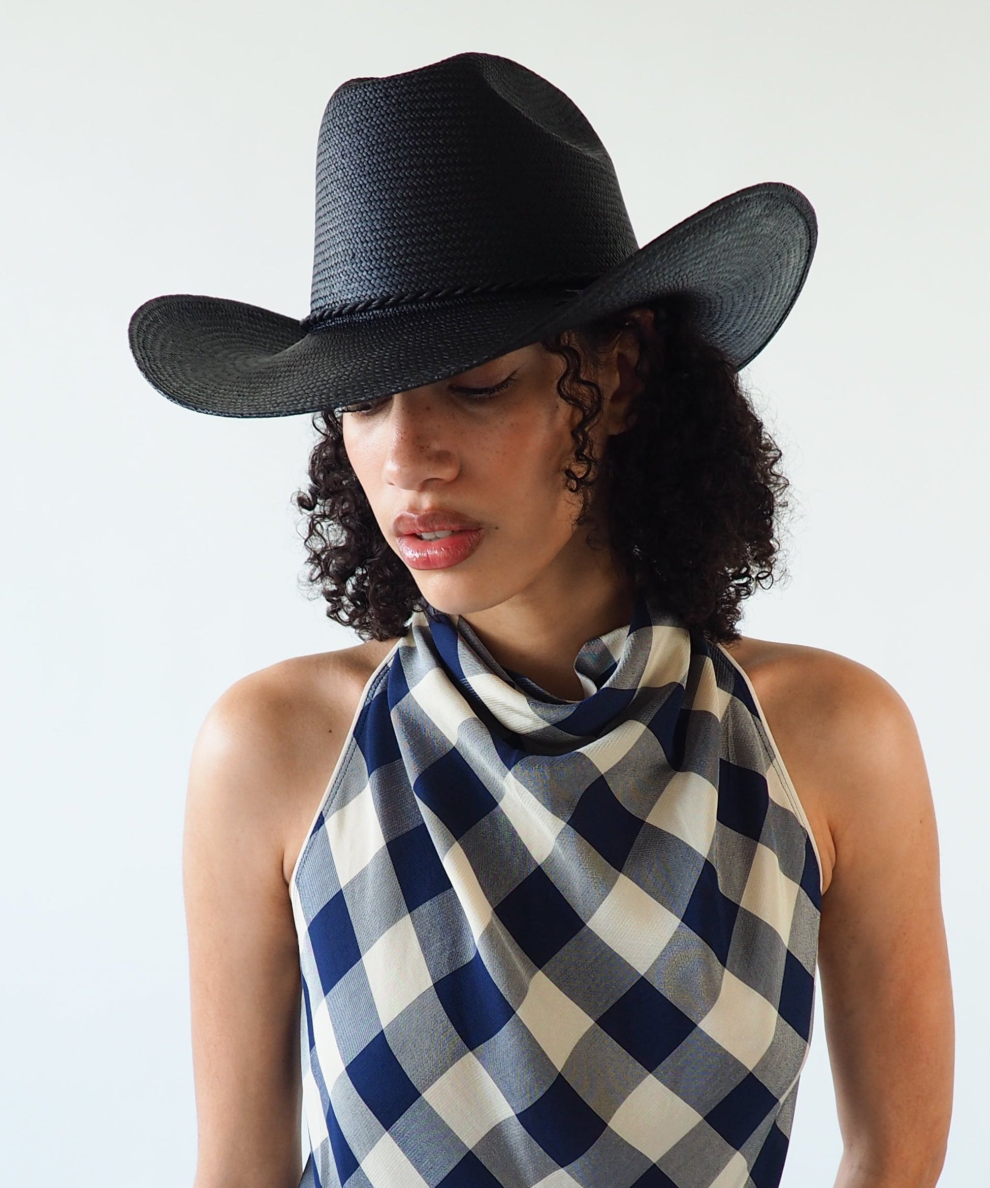 Western Hat in Black Toquilla Straw - CLYDE